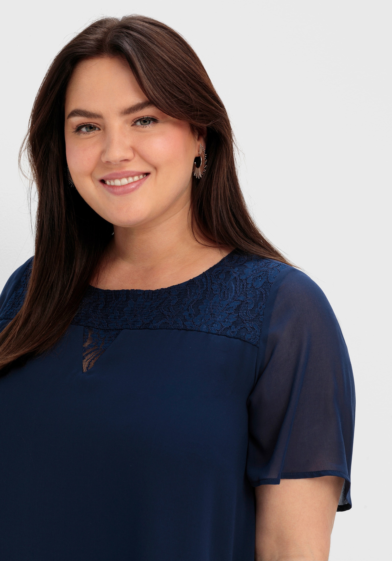 sheego Cocktailjurk van chiffon - marine