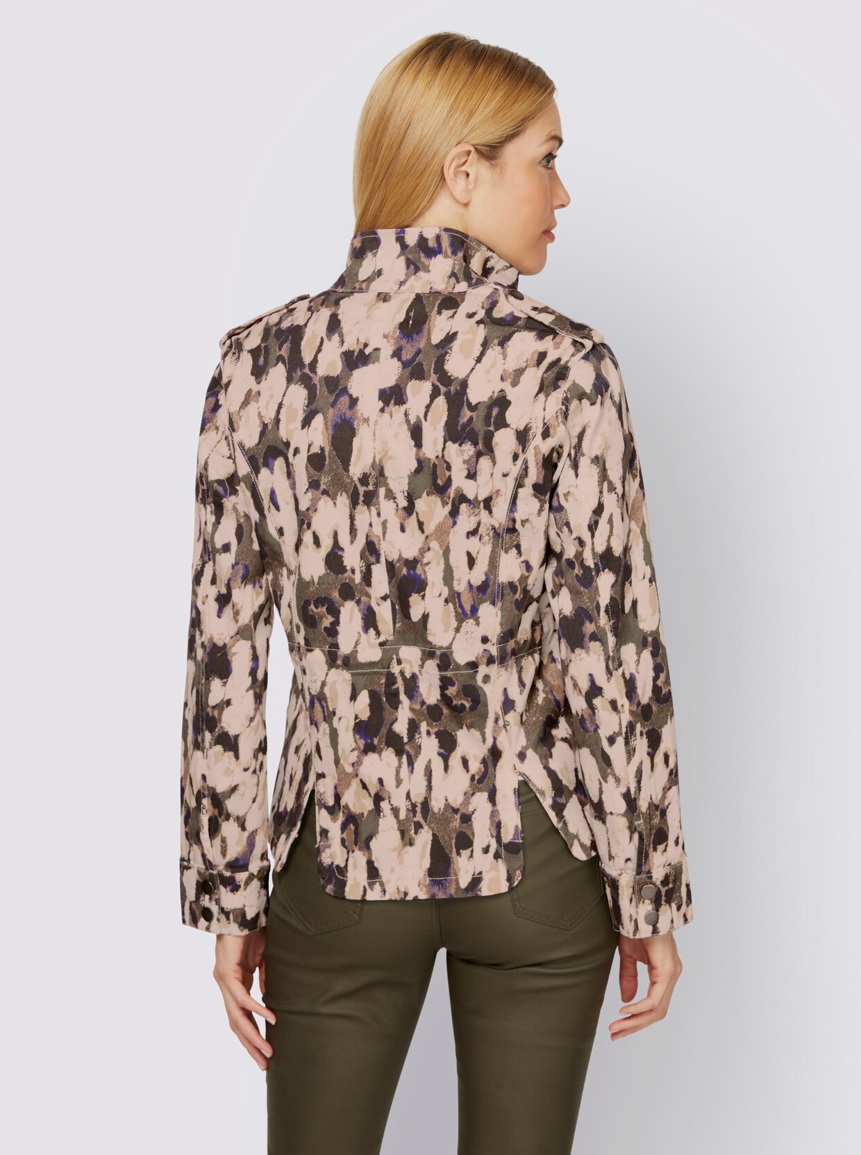heine Blazer - kaki/champagne bedrukt
