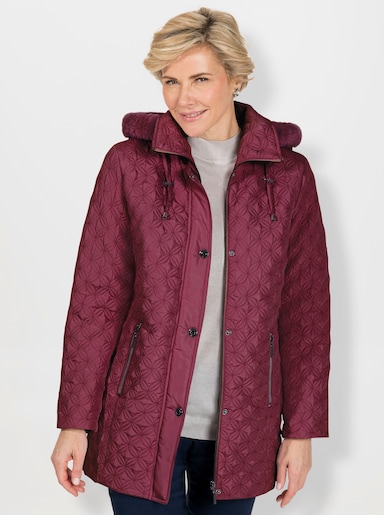 Steppjacke mit Pelz-Imitat - bordeaux