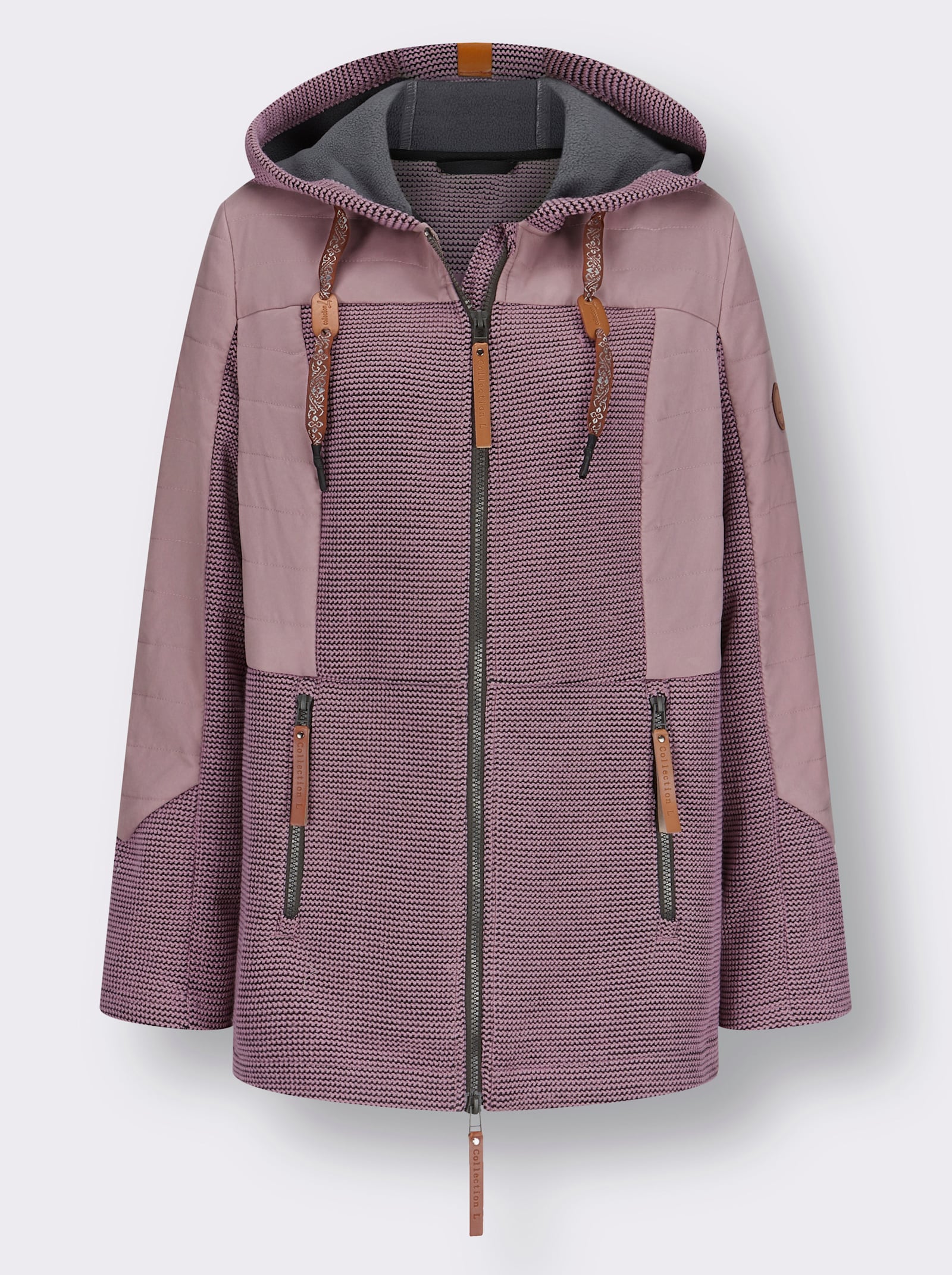 Übergangsjacke im Mix aus Fleece und Stepp - mauve