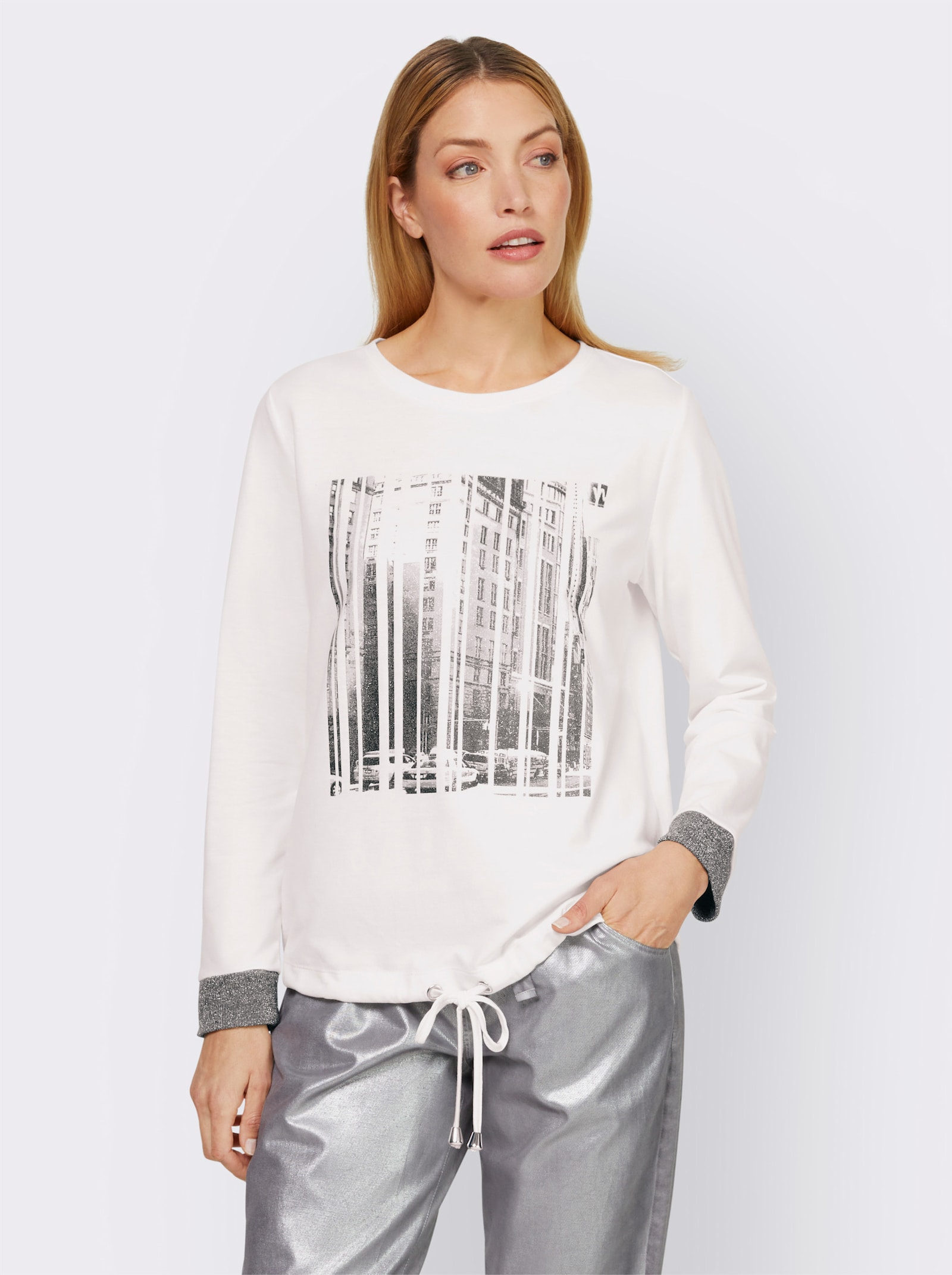heine Sweatshirt mit weitenregulierbarem Saum - ecru
