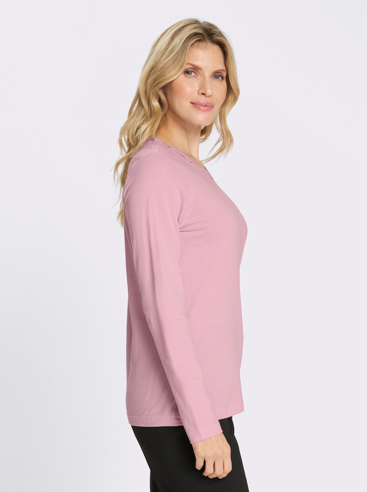 Langarmshirt mit Glitzersteinchen - rosé