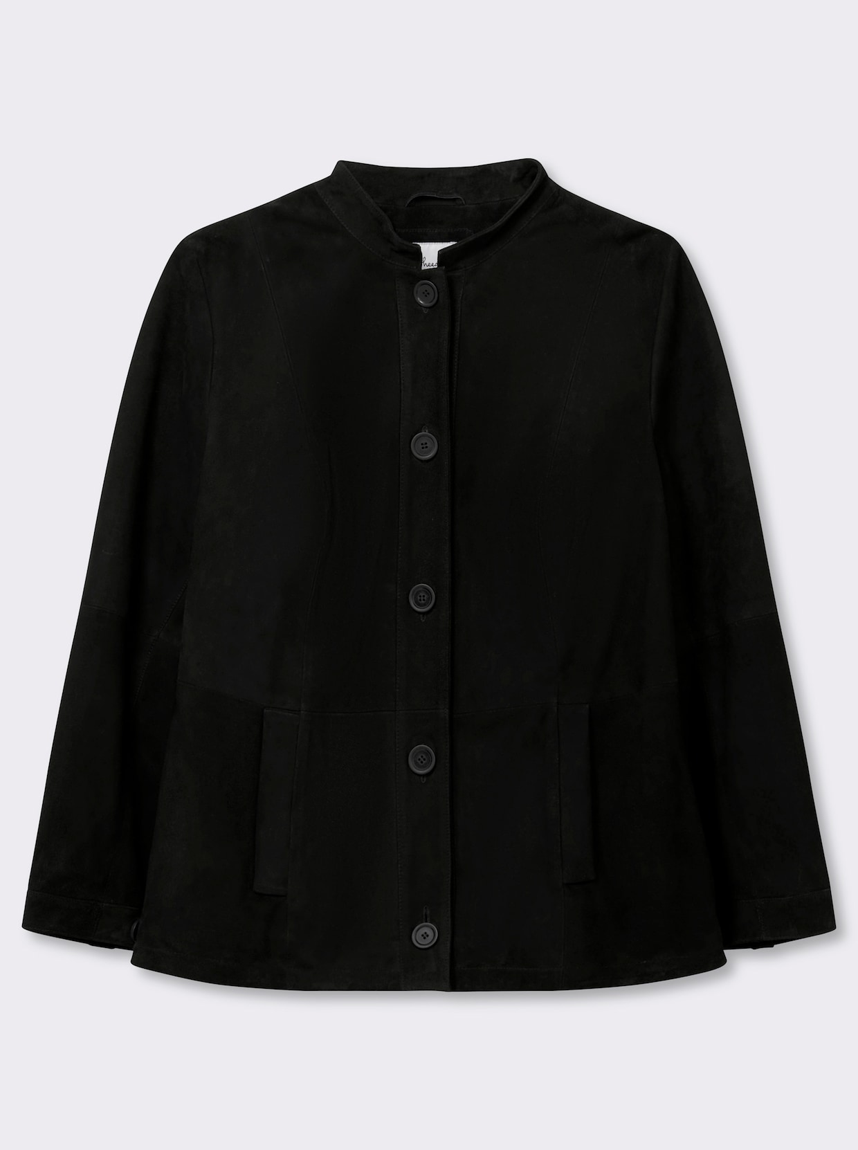 sheego Lederjacke aus Ziegenvelours - schwarz