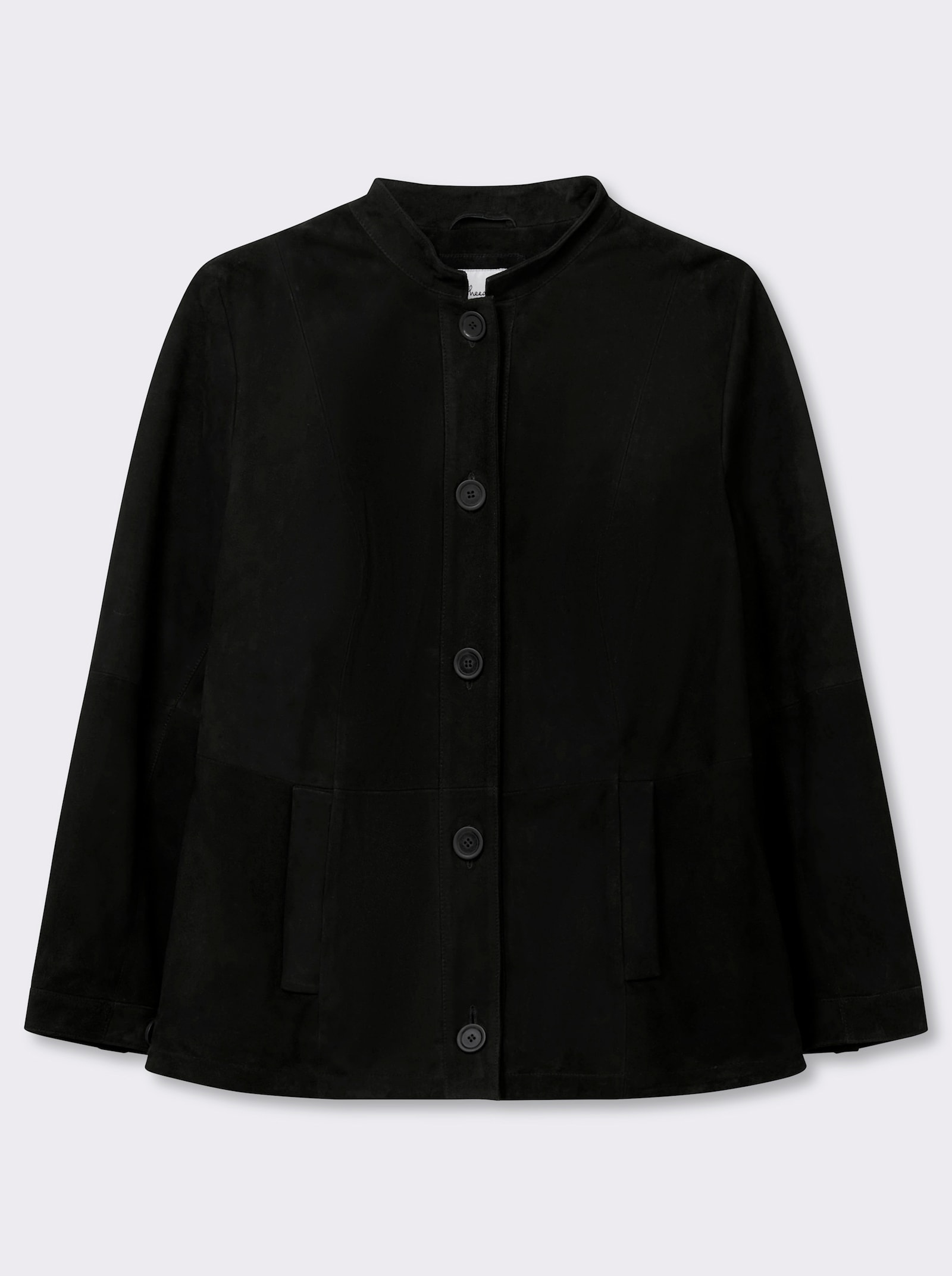 sheego Lederjacke aus Ziegenvelours - schwarz