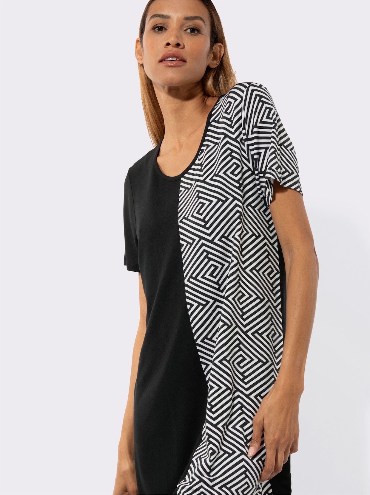 wäschepur Sleepshirt - schwarz-weiß-bedruckt