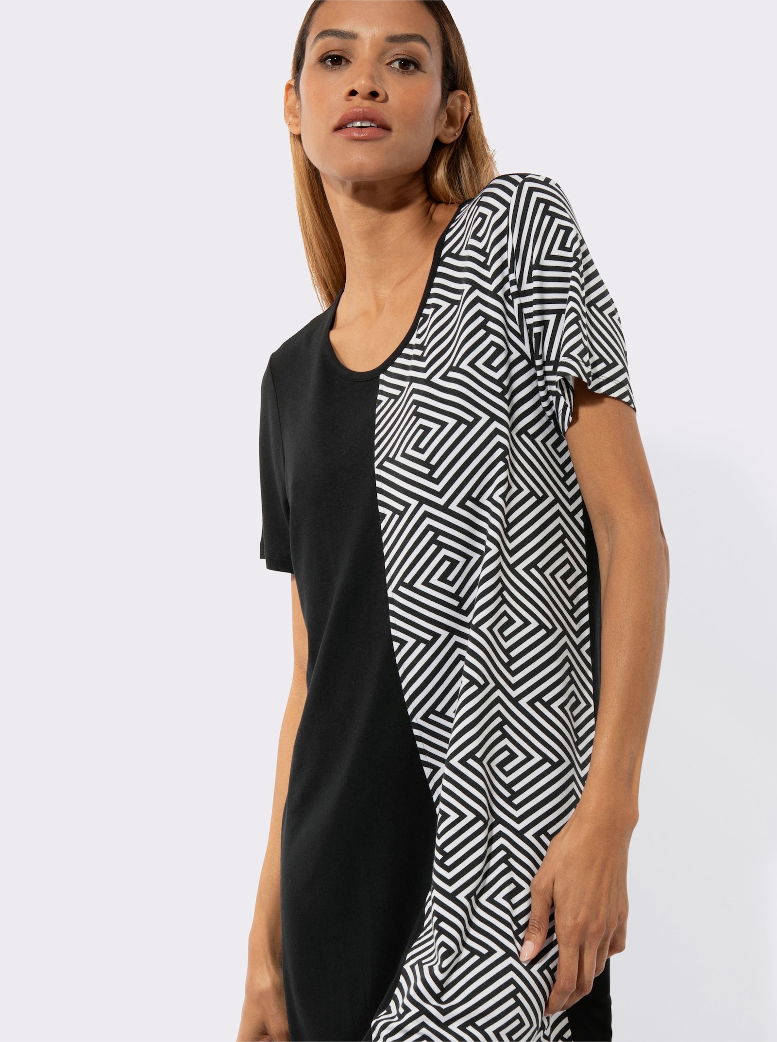 wäschepur Sleepshirt - schwarz-weiß-bedruckt