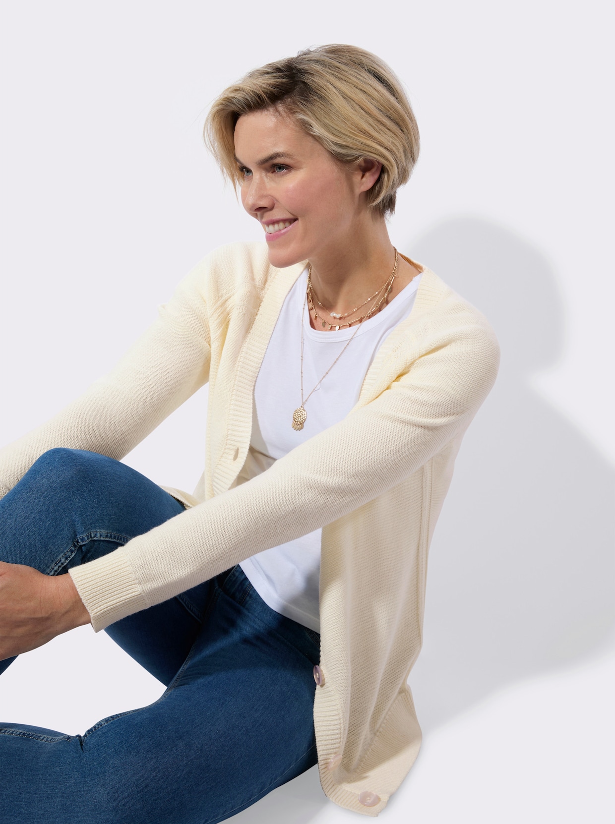 Strickjacke - ecru