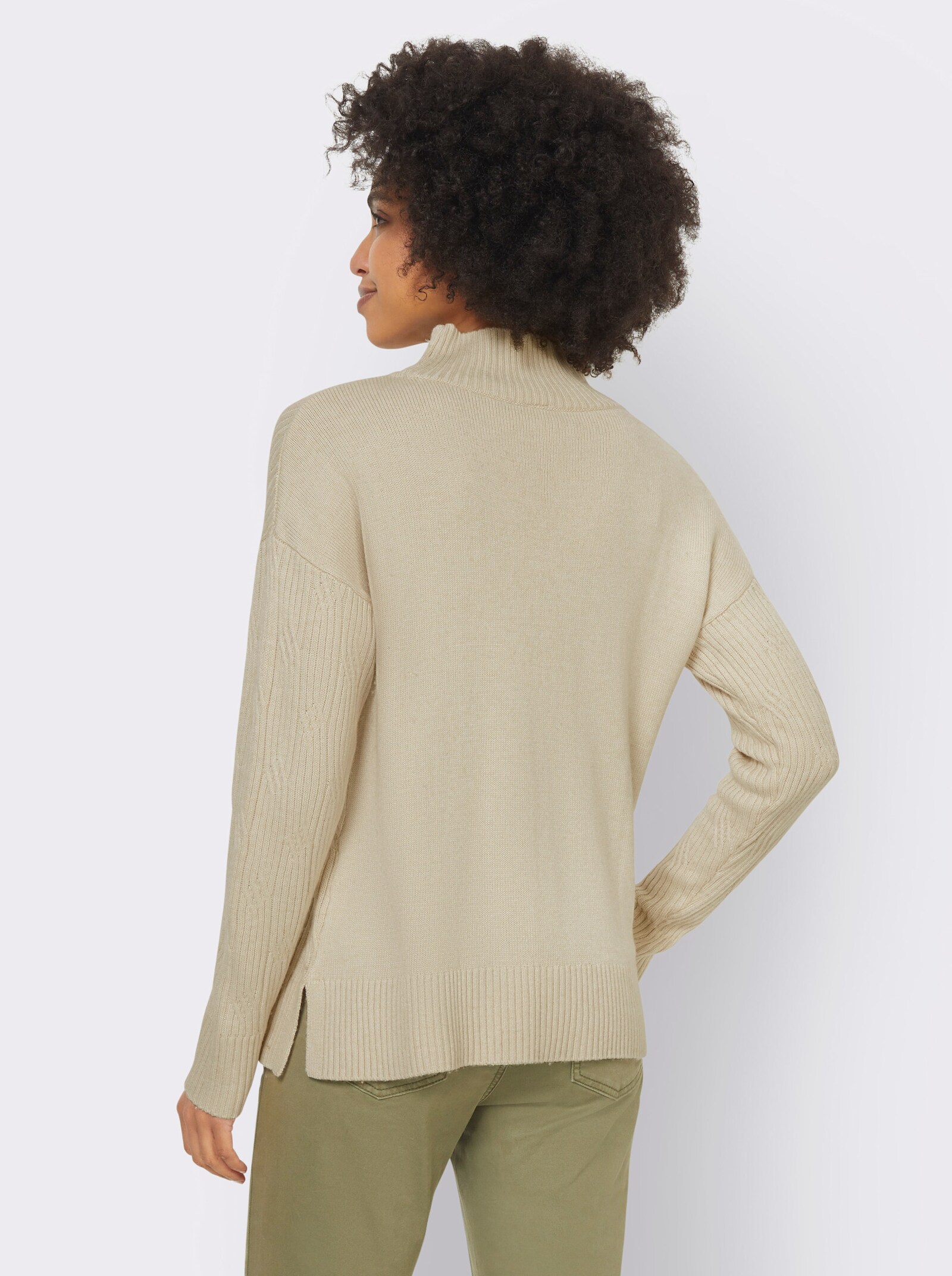 heine Stehkragenpullover mit 20% Kaschmir - sand-meliert