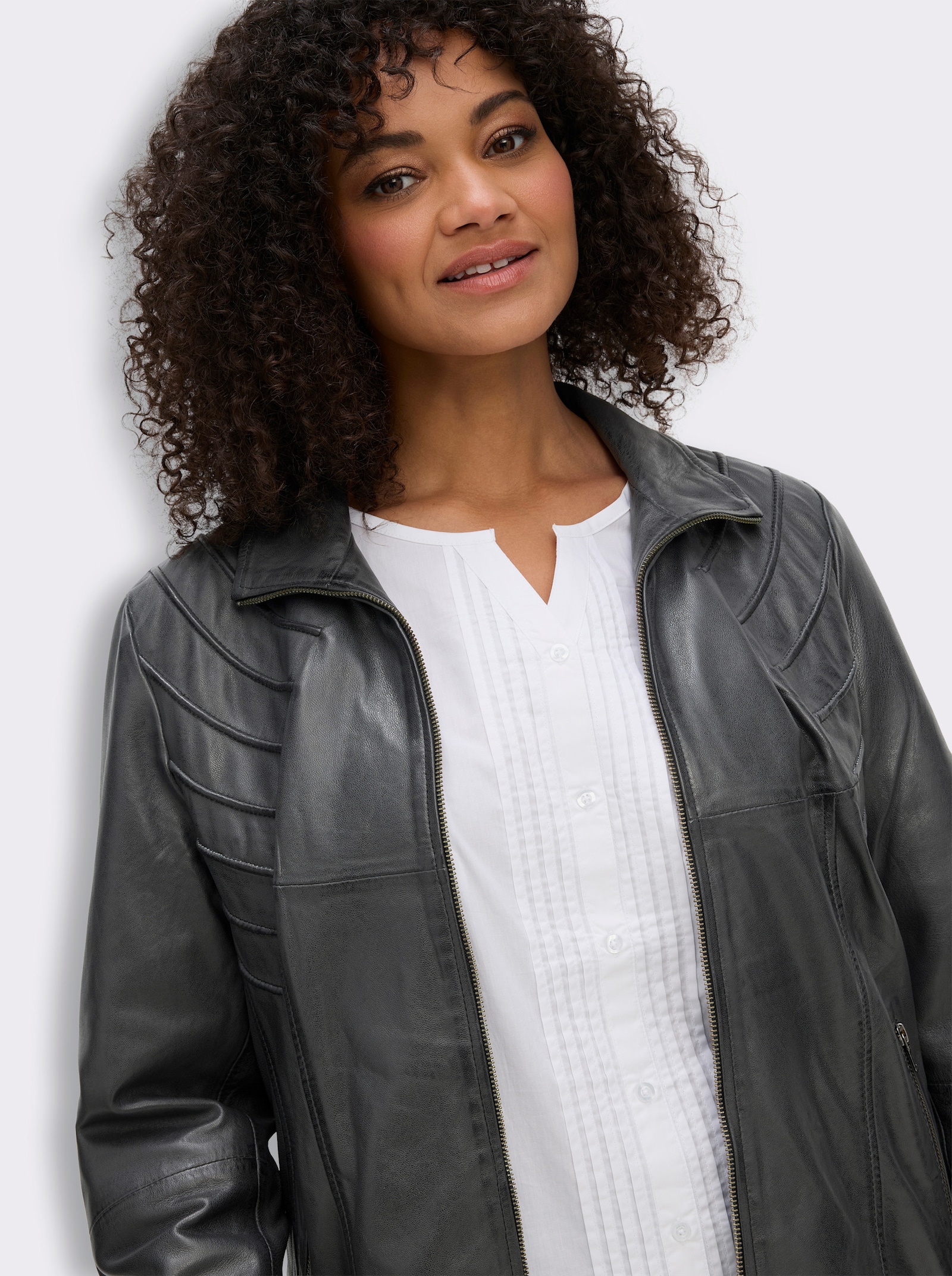 Mainpol Lederjacke aus Lammnappa - anthrazit