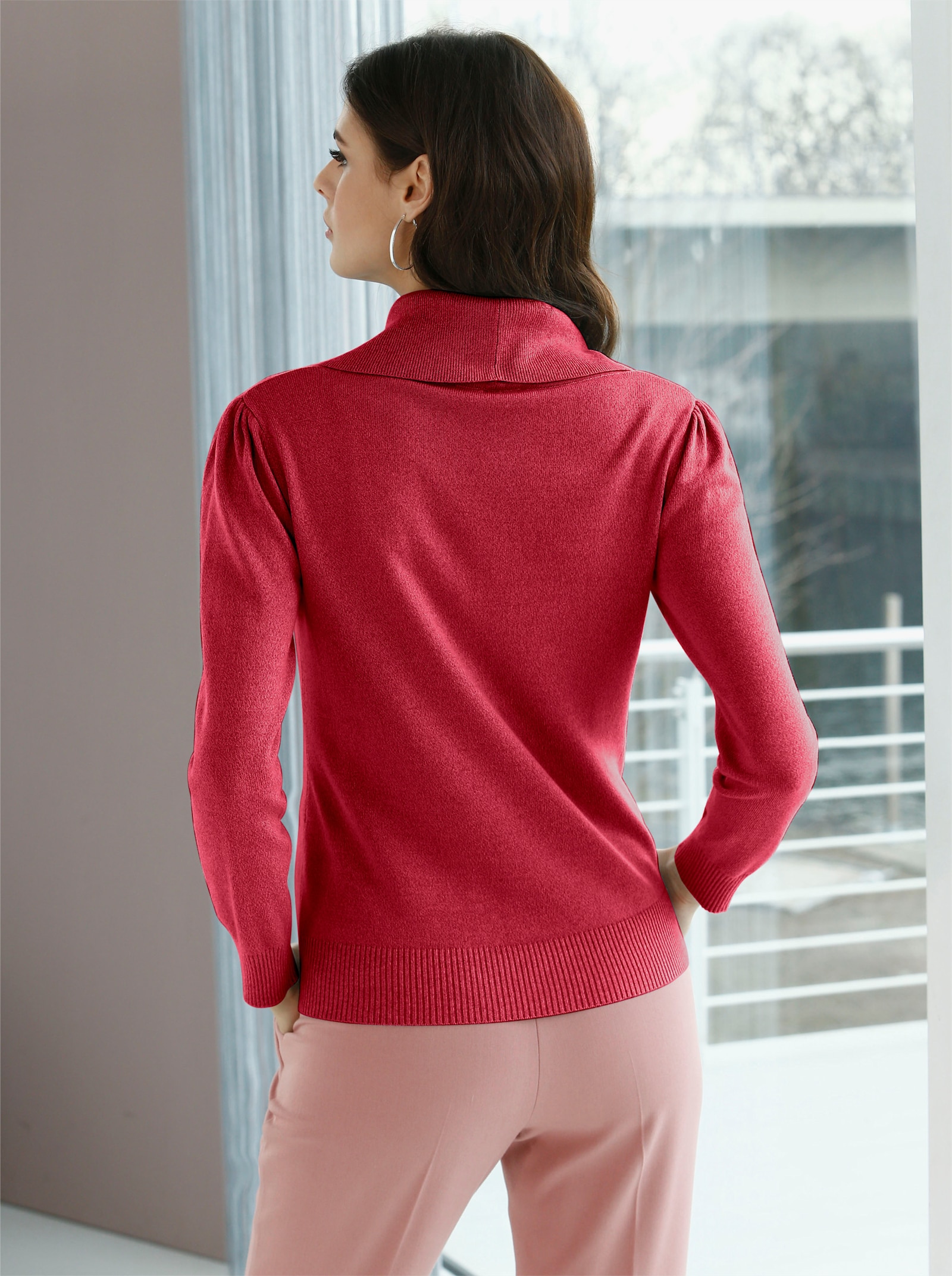 Wasserfallpullover im Baumwoll-Viskose-Mix - rot