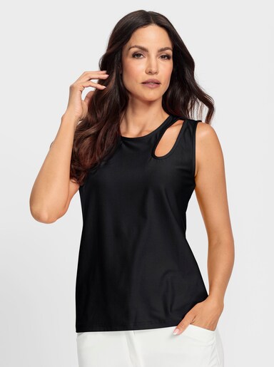heine Shirttop mit Cut-Outs am Ausschnitt - schwarz