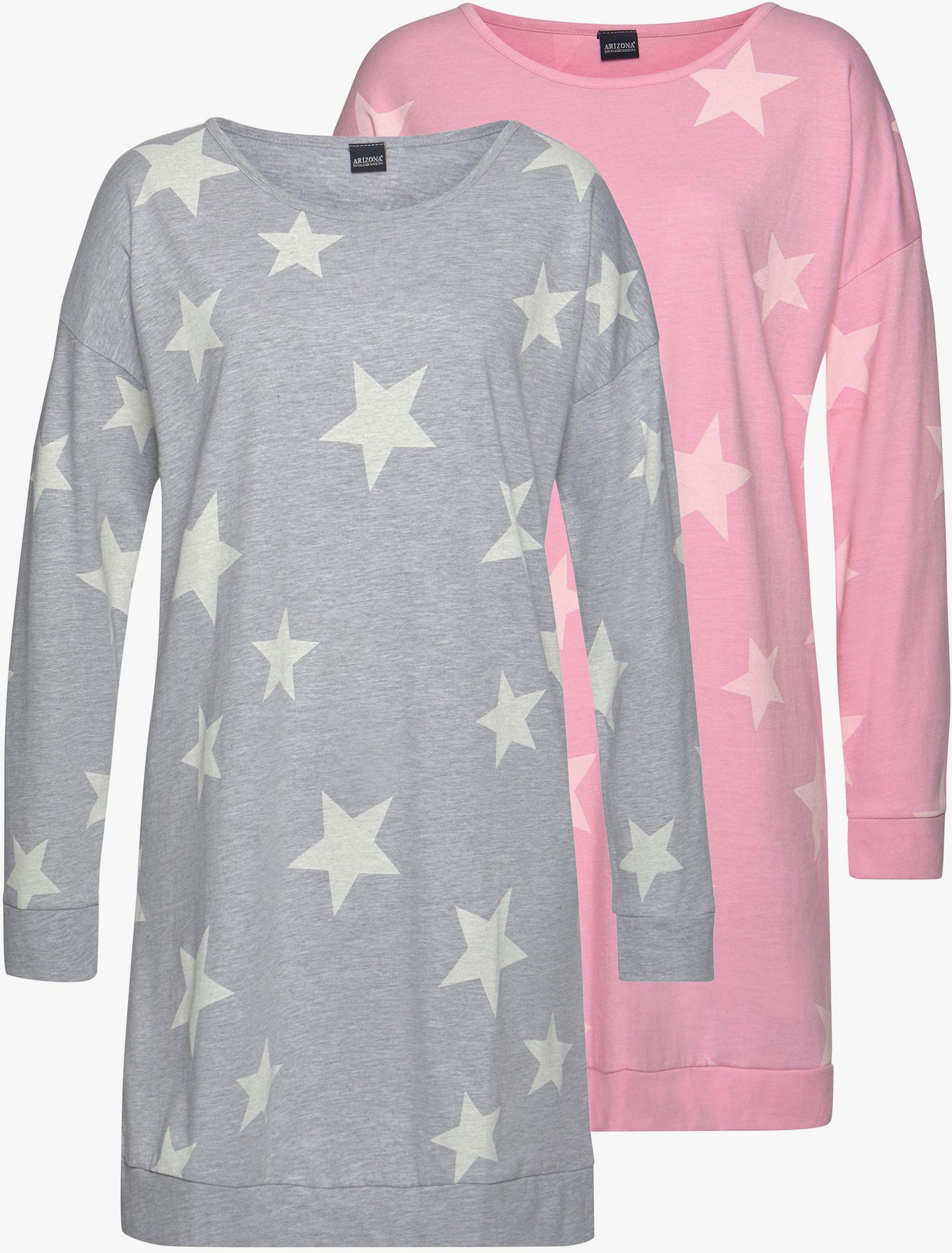 Arizona Nachthemd - rosa + grau
