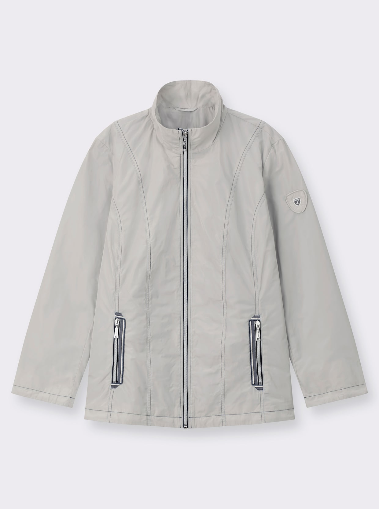 Übergangsjacke mit kontrastfarbigen Ziernähten - stein