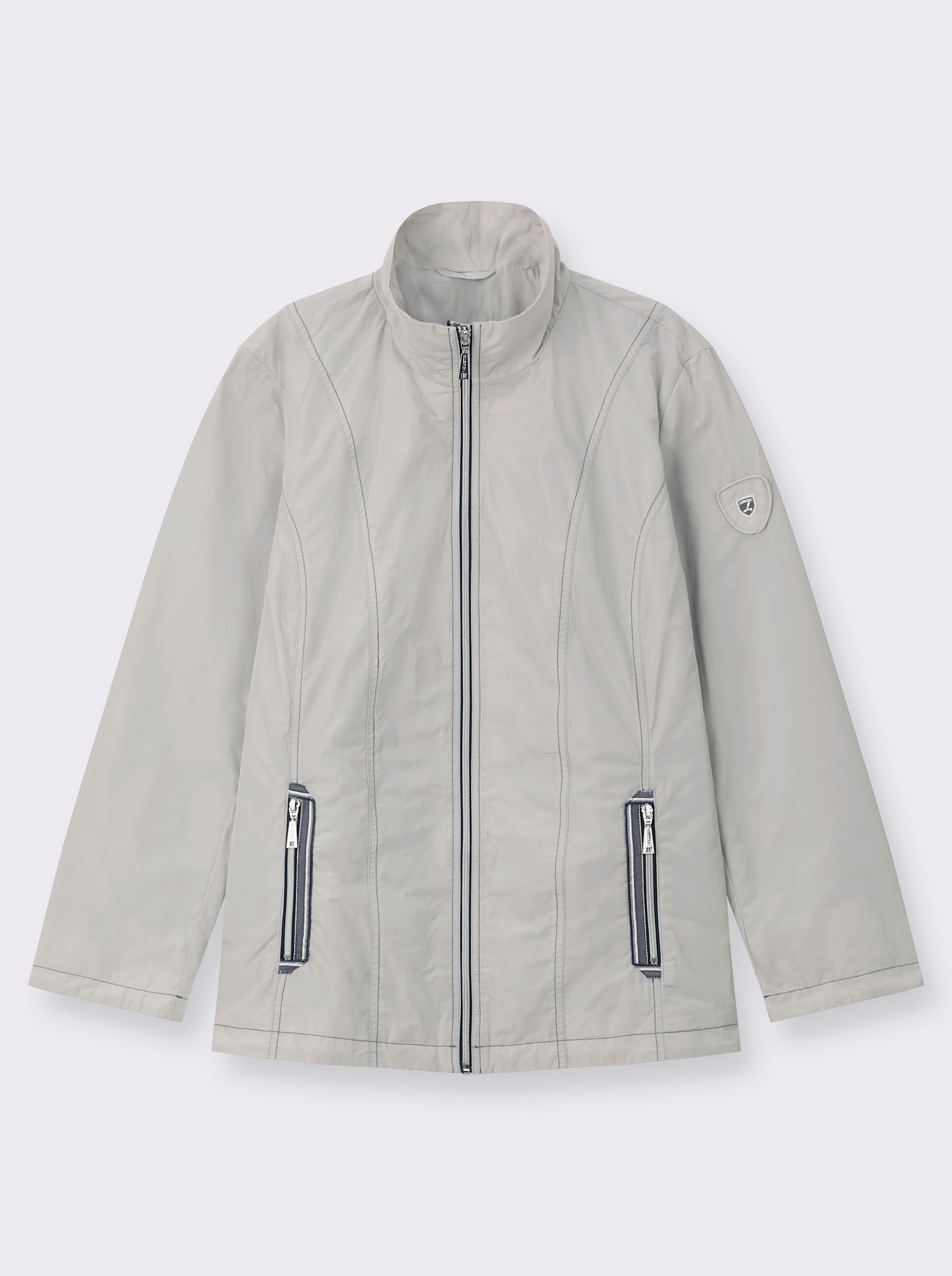 Übergangsjacke mit kontrastfarbigen Ziernähten - stein