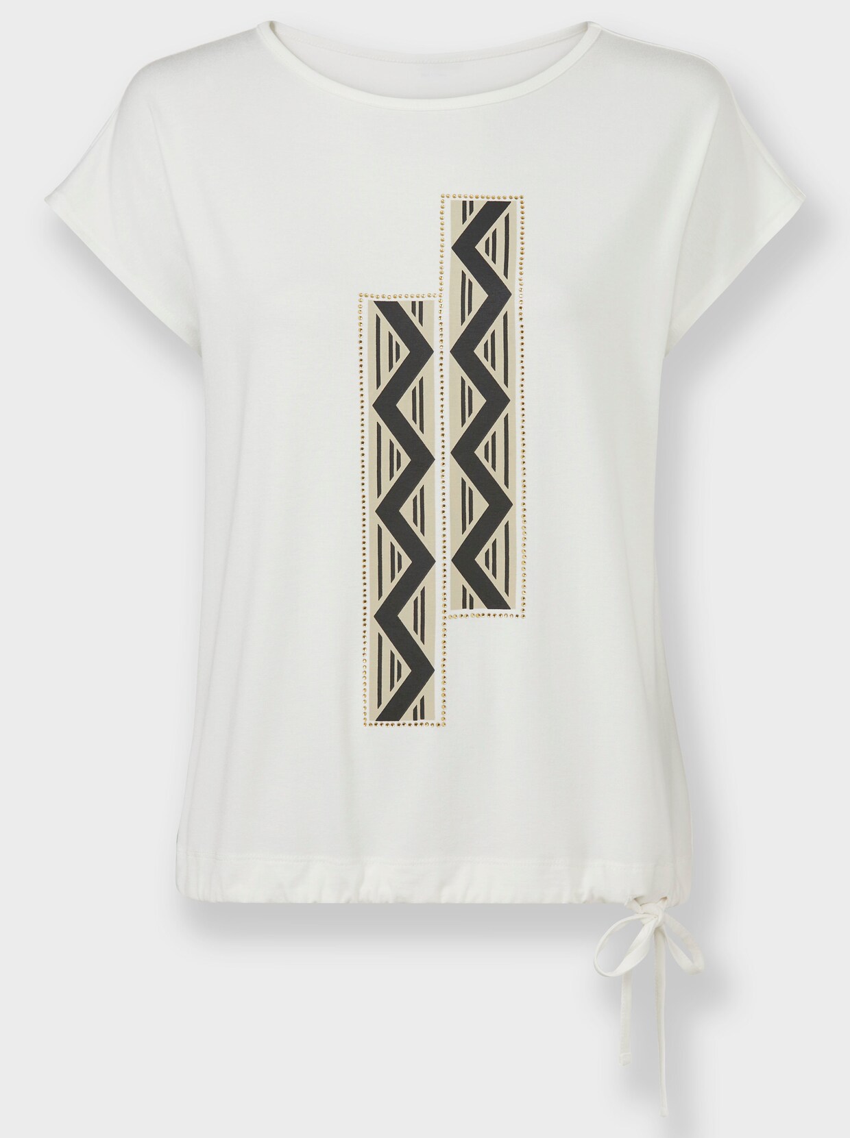 Shirt - ecru/zwart geprint