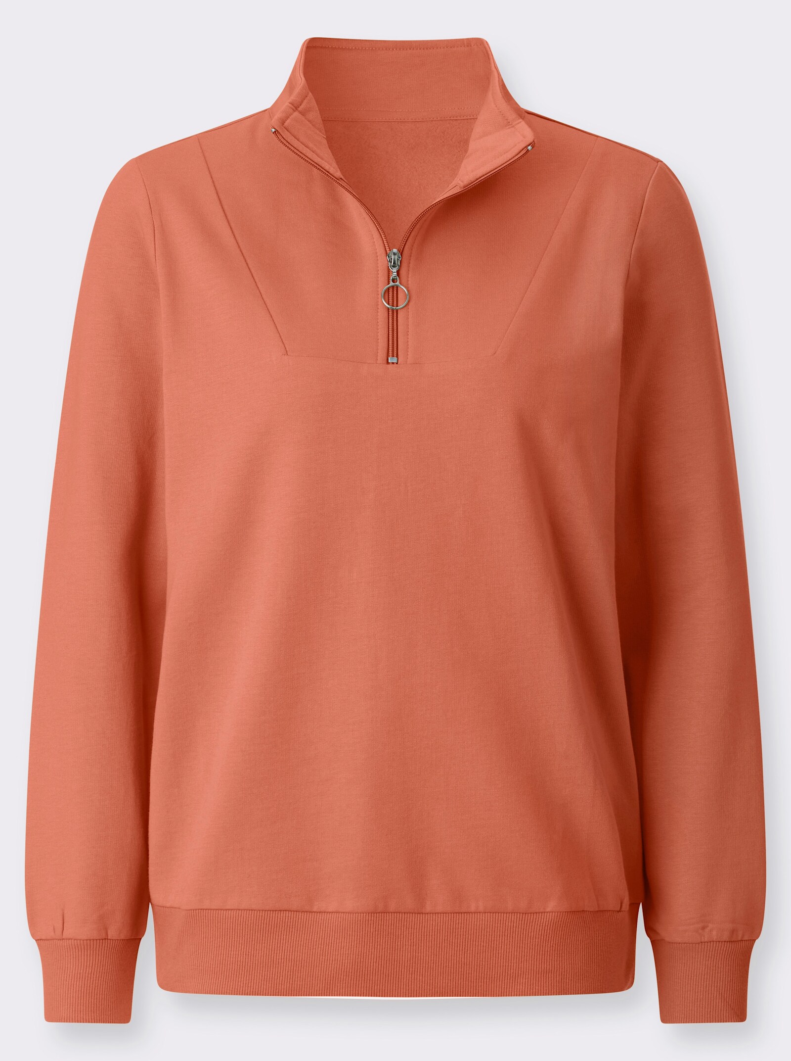 Sweatshirt mit Troyerkragen - papaya