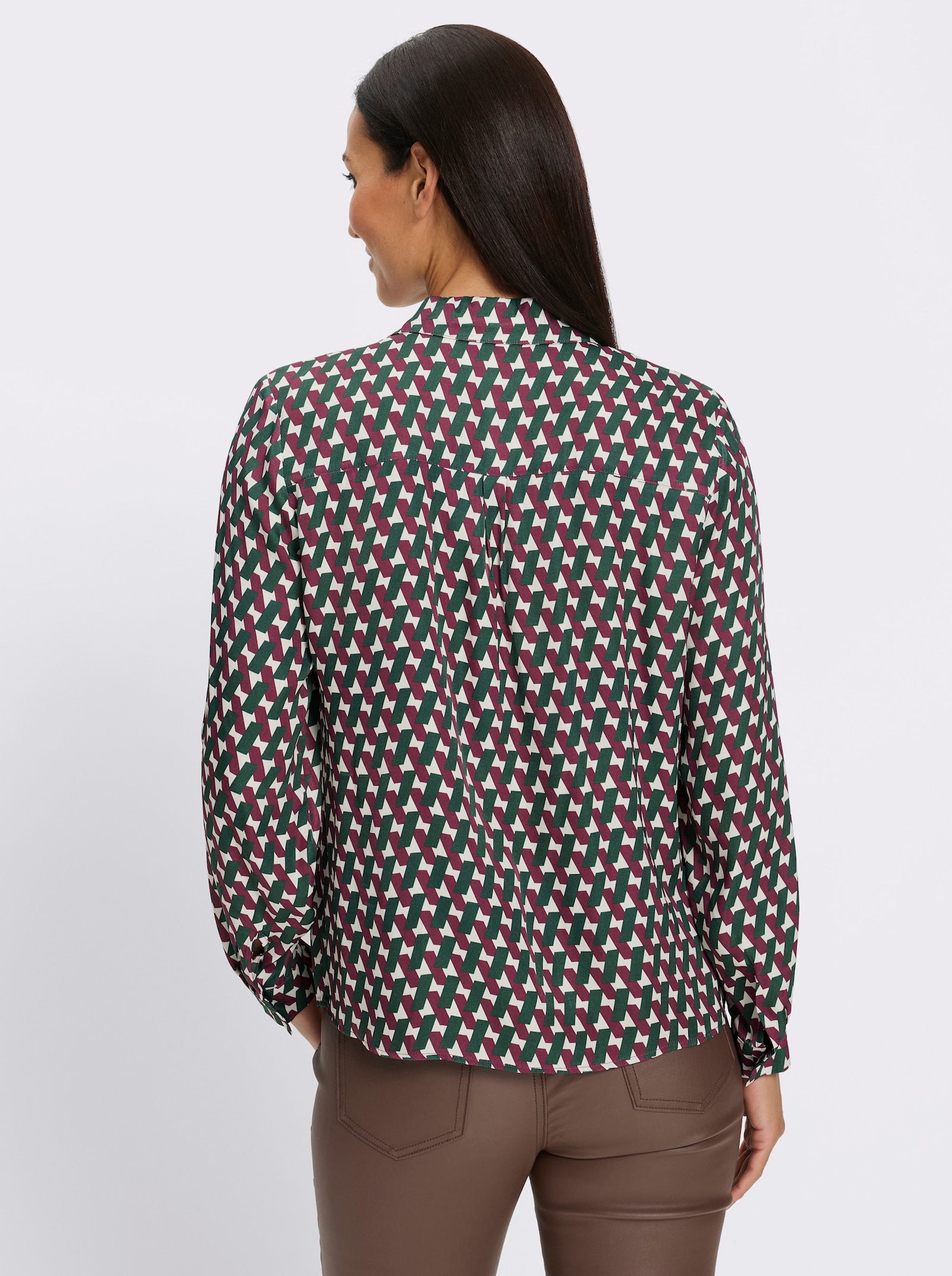 heine Hemdbluse mit Rückenfalte - bordeaux-moos-bedruckt