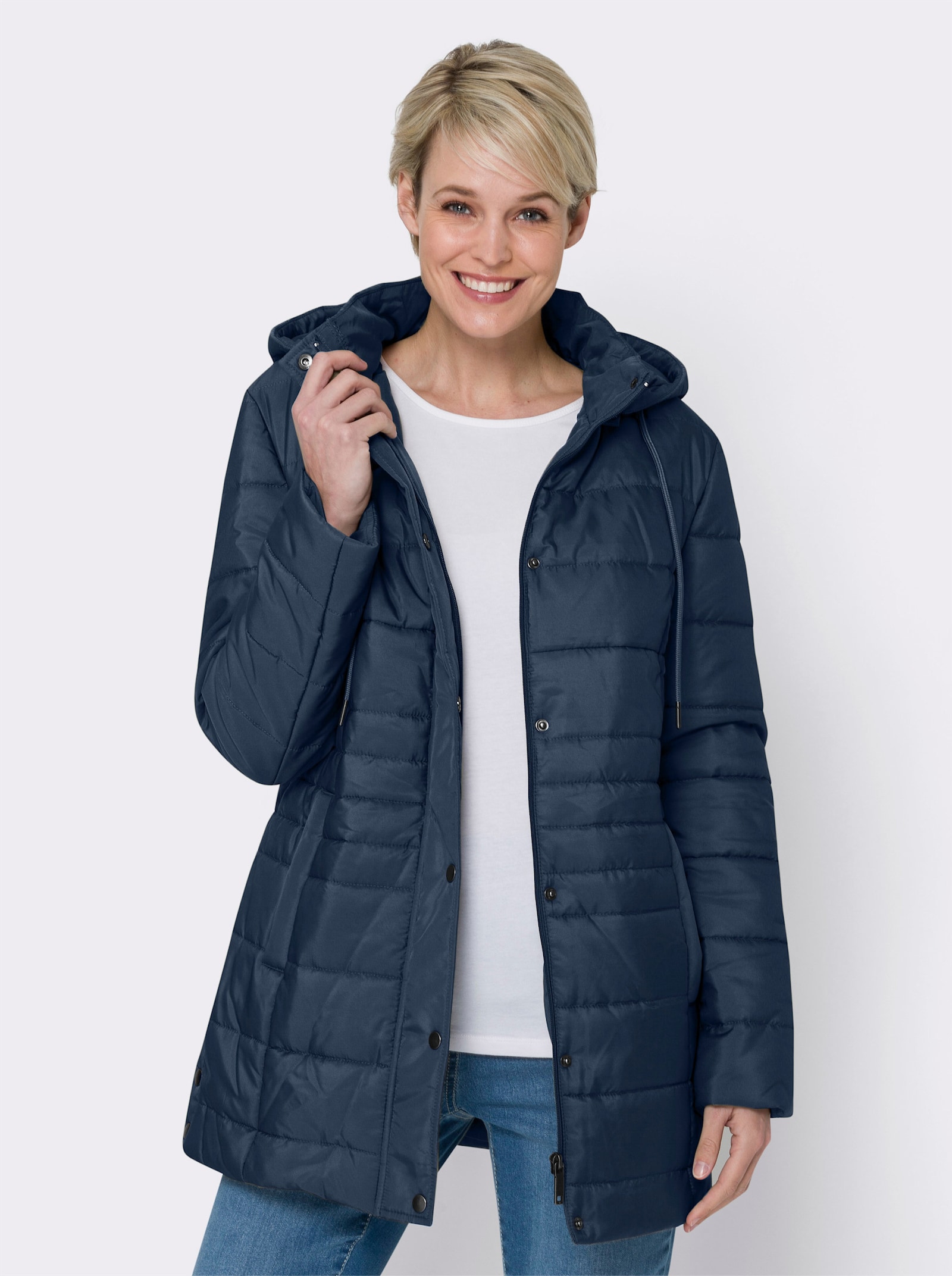 Steppjacke mit seitlichen Druckknöpfen - marine