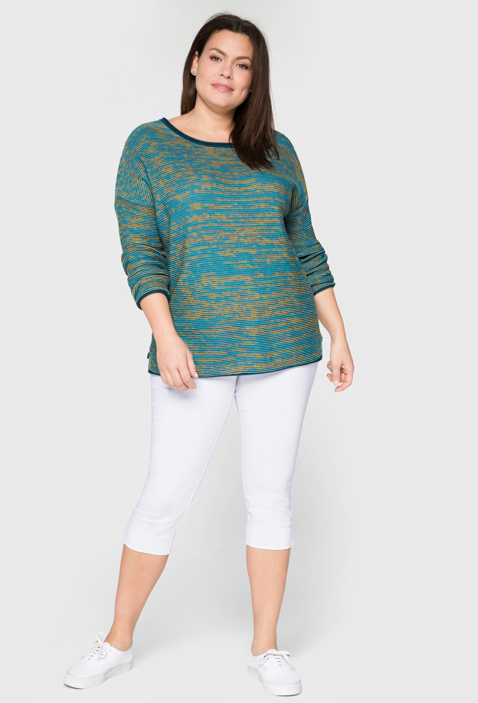 sheego Caprihose mit Schlupfbund, aus Bengalin - weiss