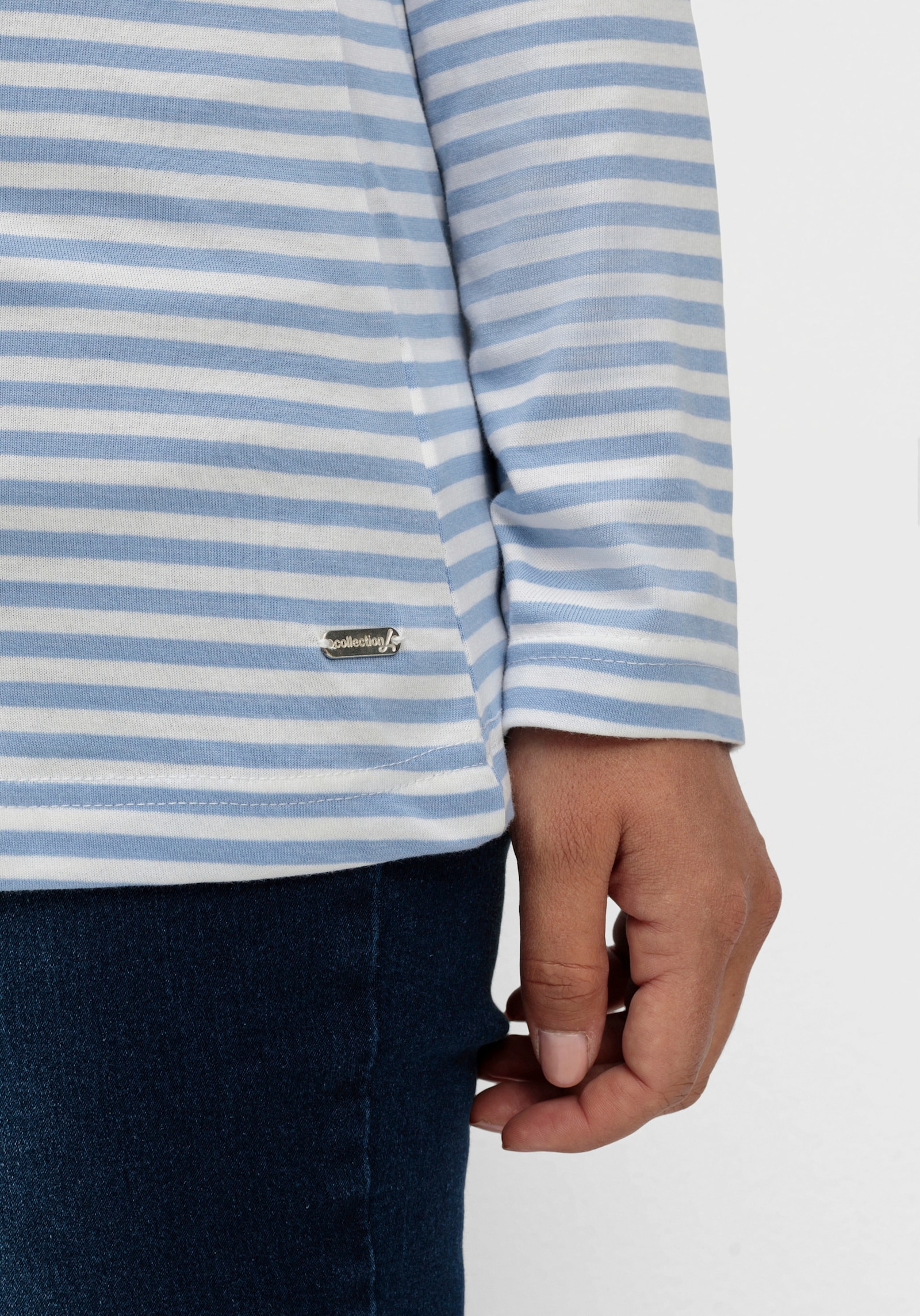 Streifenshirt aus Single-Jersey - bleu-ecru-geringelt