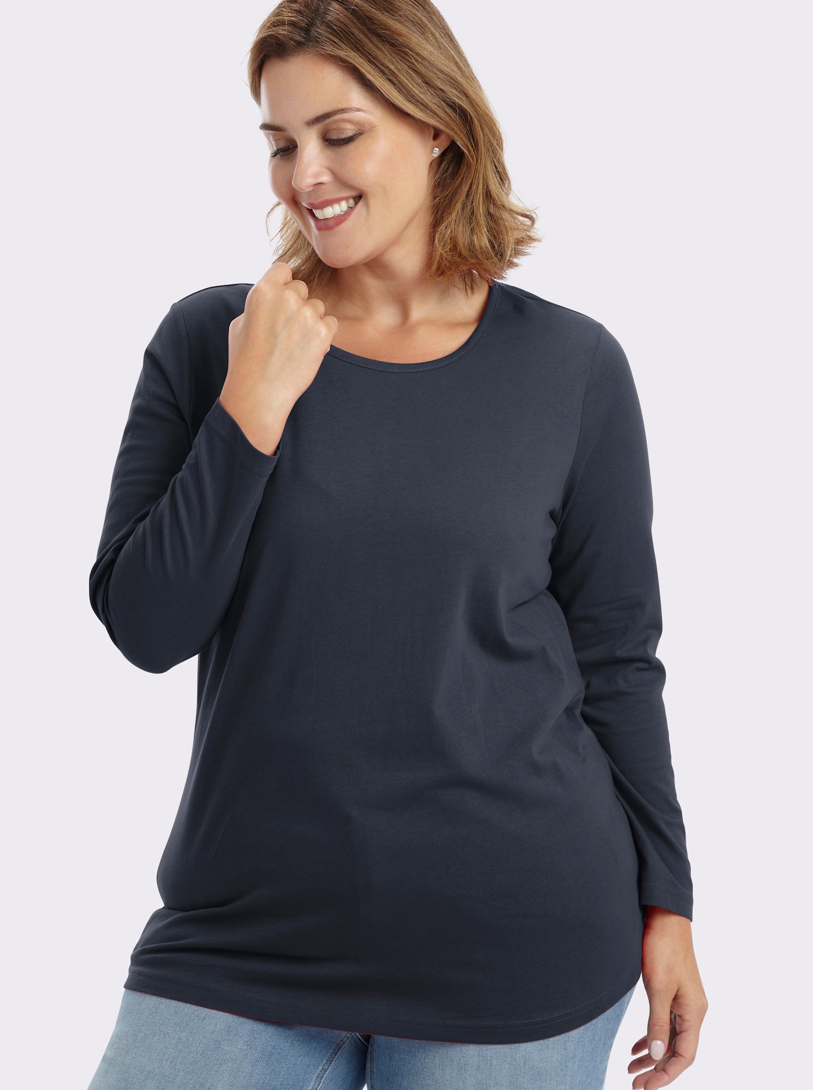 Langarmshirt in weiter Form - marine