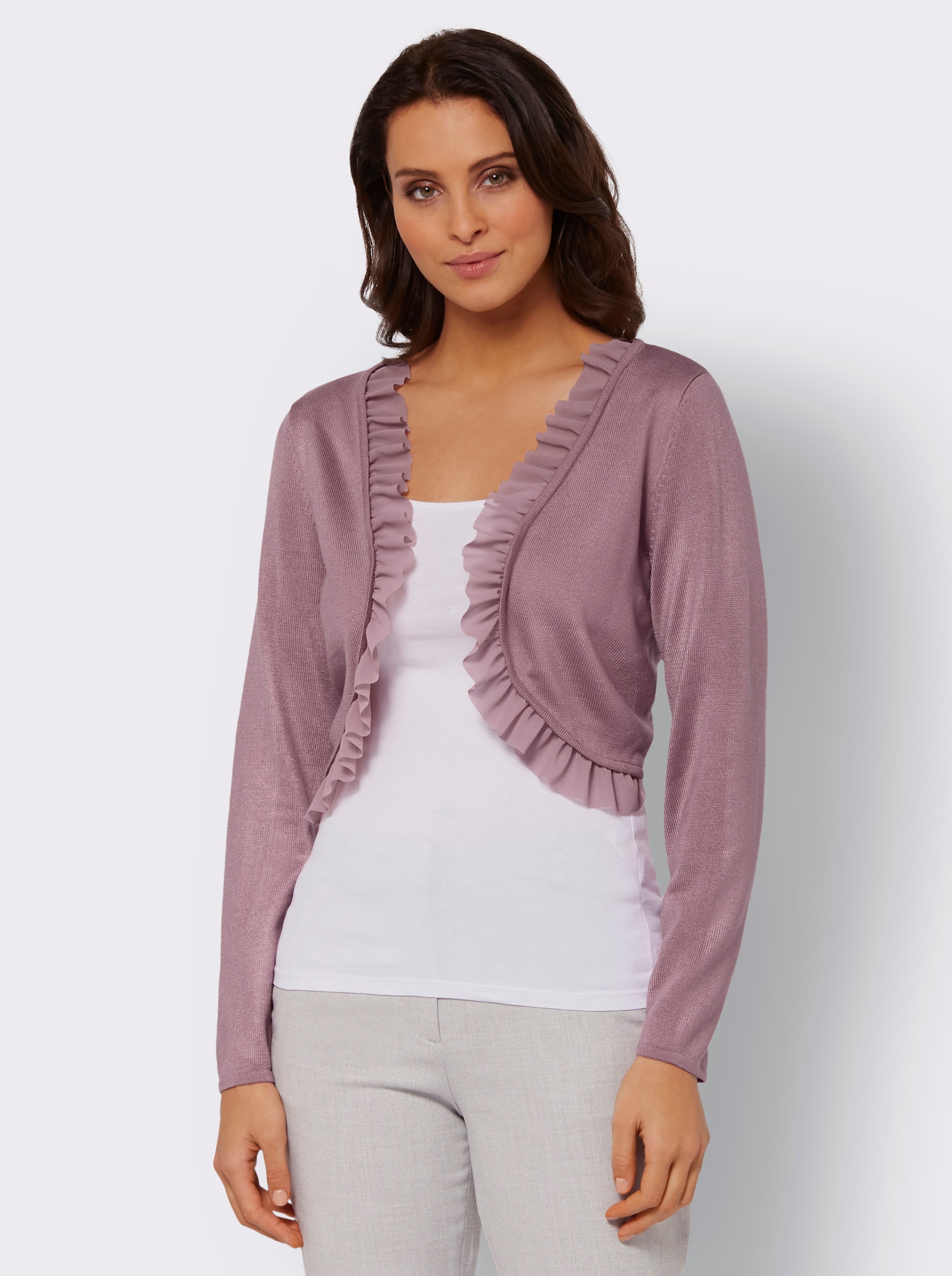 Bolero mit Chiffon-Volants - mauve