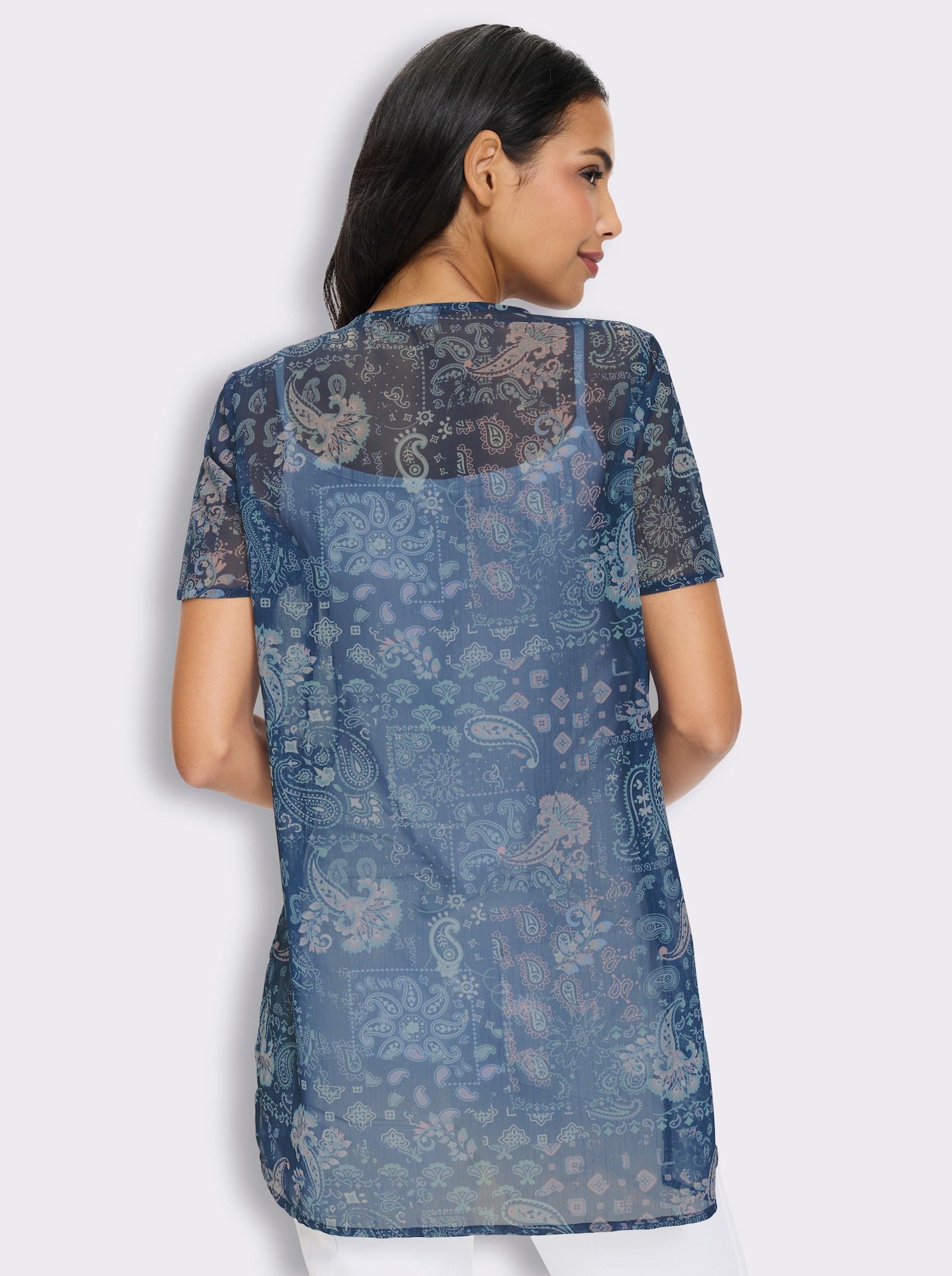 Tunika mit Paisley-Muster - jade-dunkelblau-bedruckt