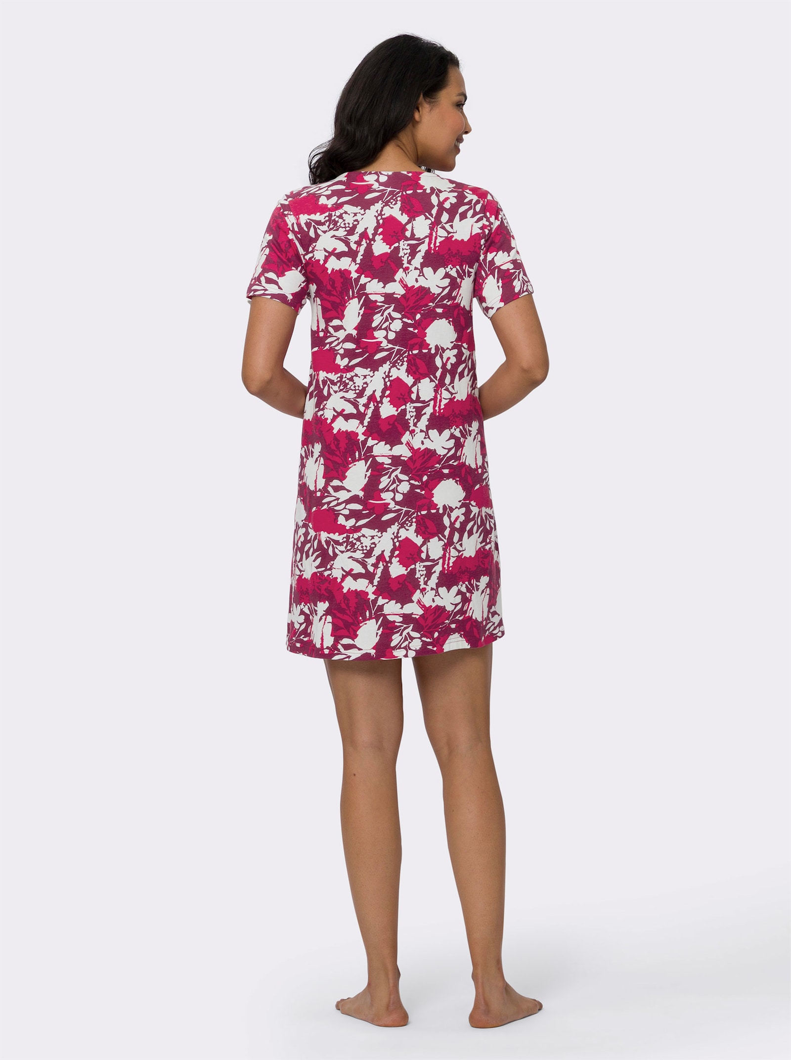 Sommerkleid in A-Linie, bedruckt - ecru-malve-bedruckt