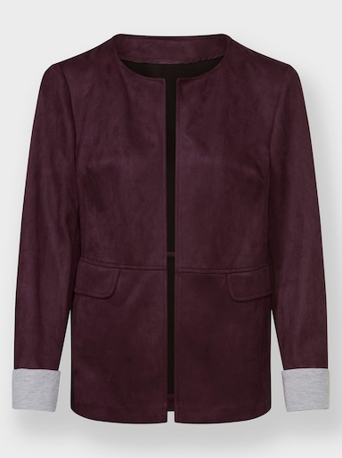 Lederimitat-Blazer in Velours-Optik - burgund