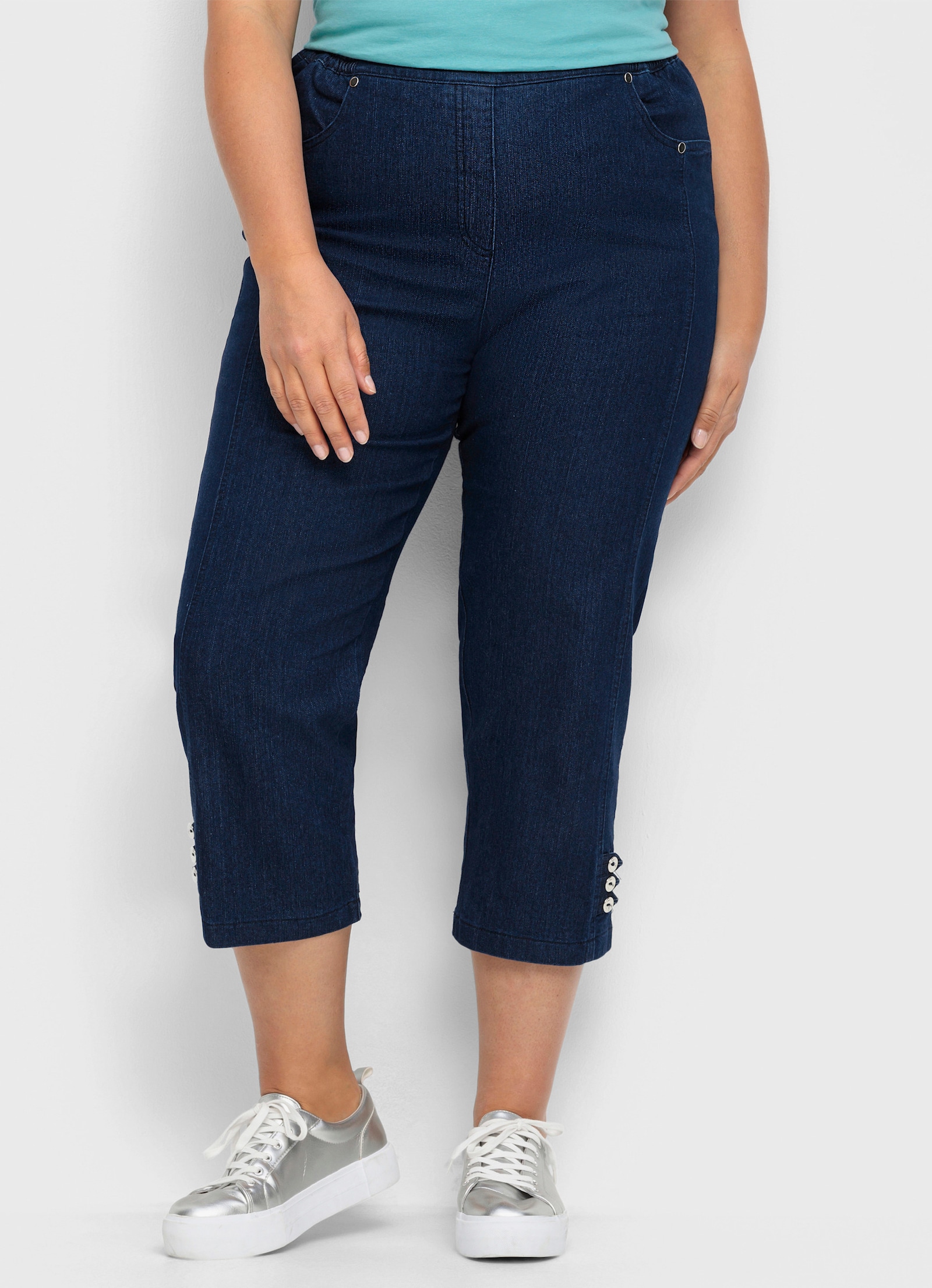 7/8-Jeans mit Zierriegel am Abschluss - blue-stone-washed