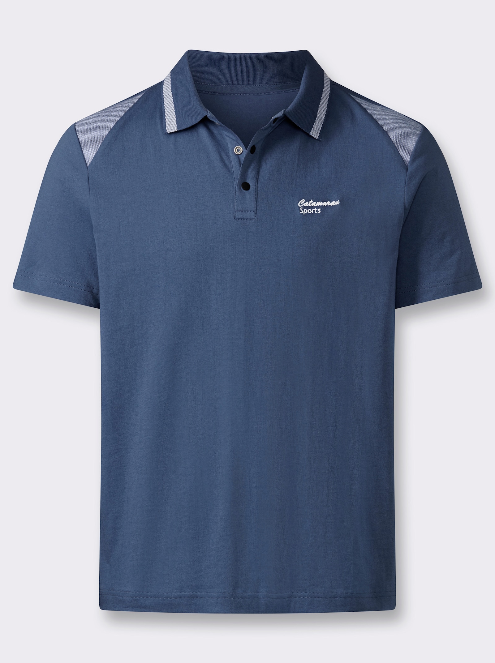 Catamaran Sports Kurzarmshirt mit Druckknopfleiste - jeansblau
