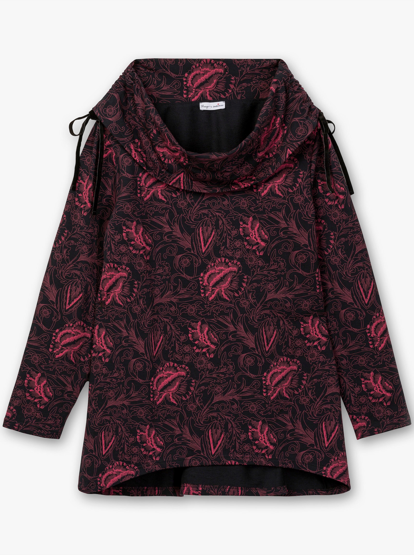 sheego by Joe Browns Sweatshirt mit weitem Schalkragen - beere-gemustert