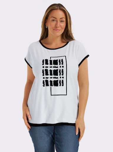 Print-Shirt mit U-Boot-Ausschnitt - ecru