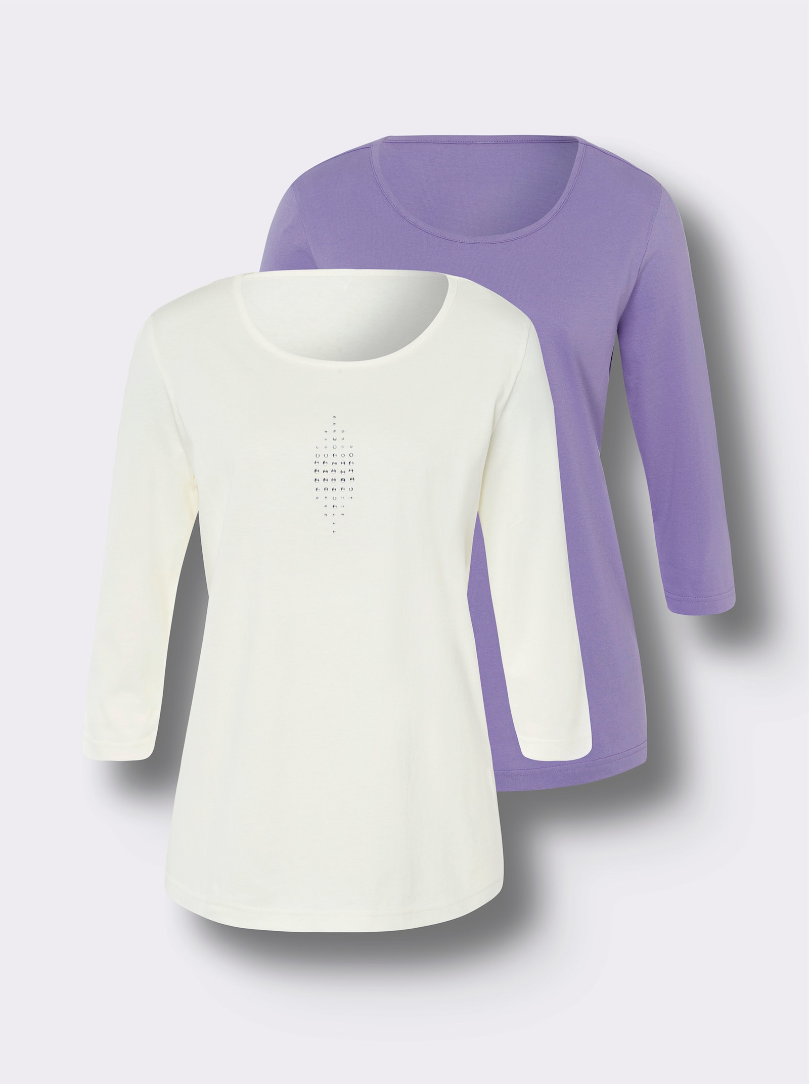 Tričko s 3/4 rukávem v balení po 2 ks - šampaňská + levand.