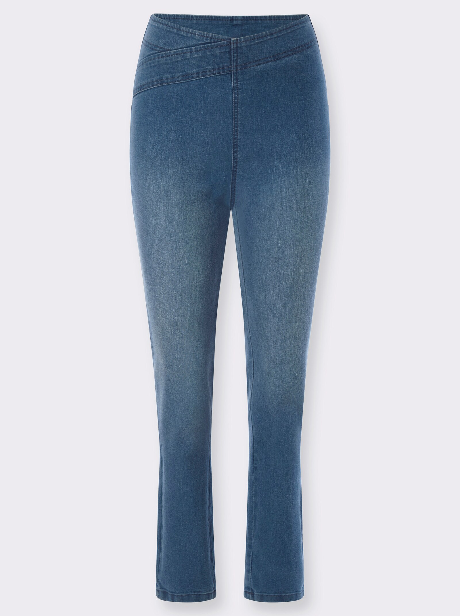 Jeans mit überlappendem Dehnbund - blue-stone-washed