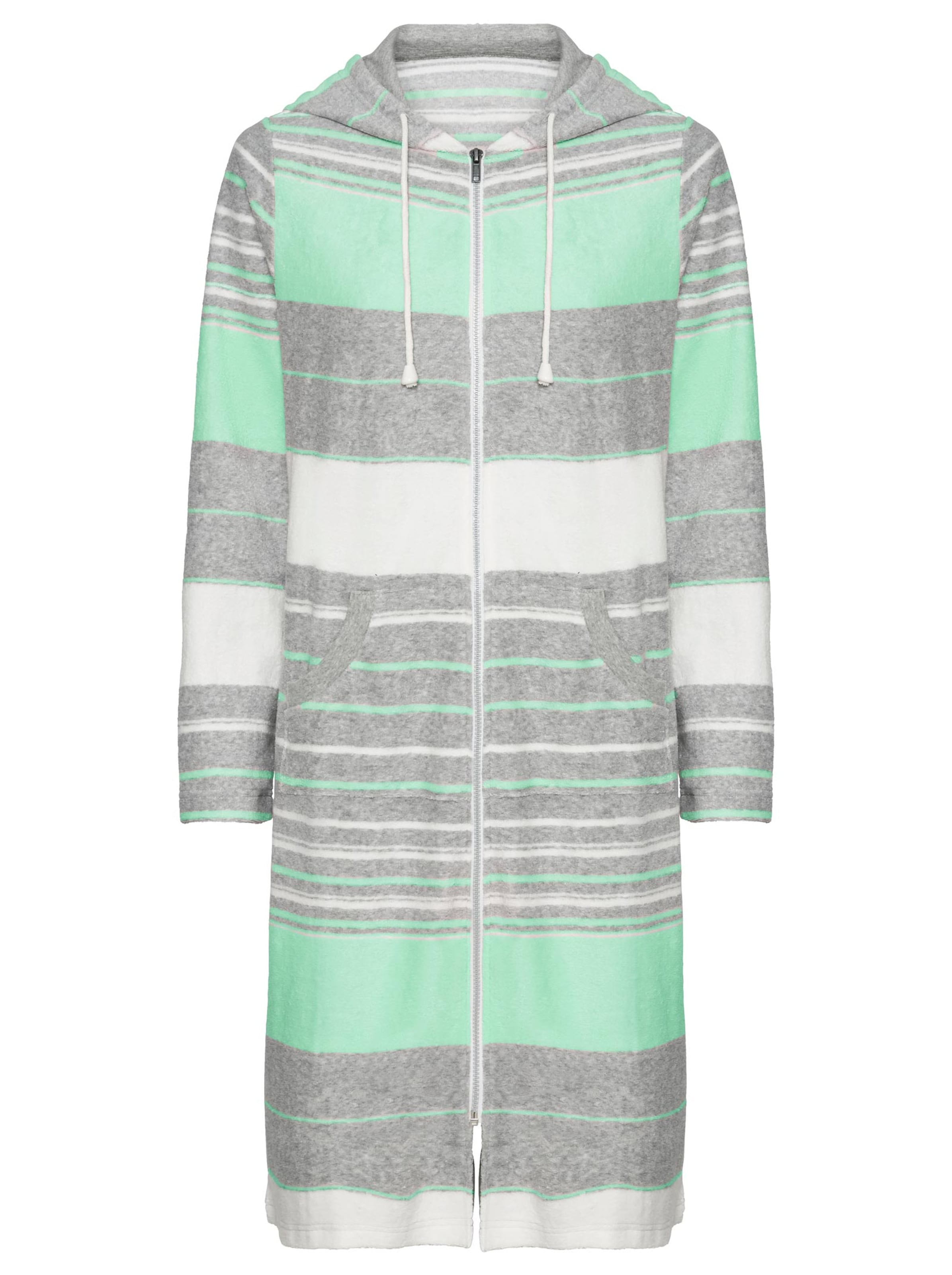 feel good Bademantel - mint-geringelt