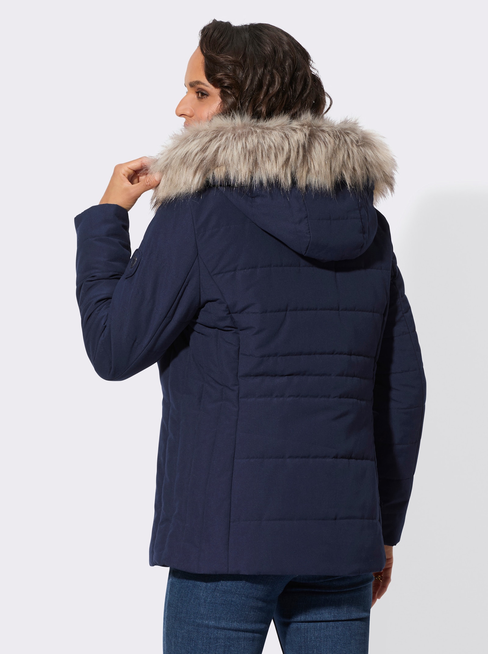 Outdoorjack met afneembare capuchon - marine