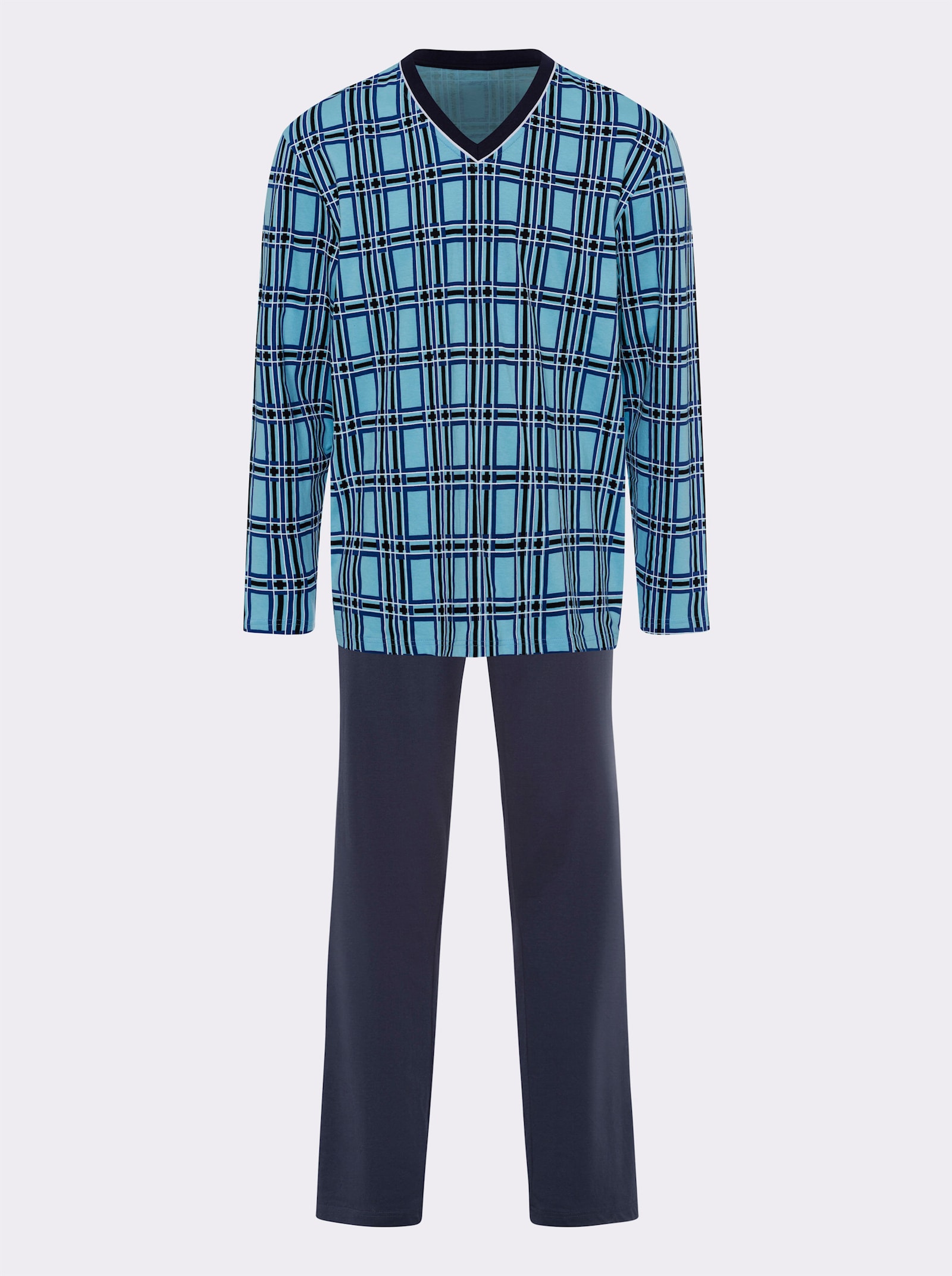 Pyjama met ruitpatroon - aqua/marine