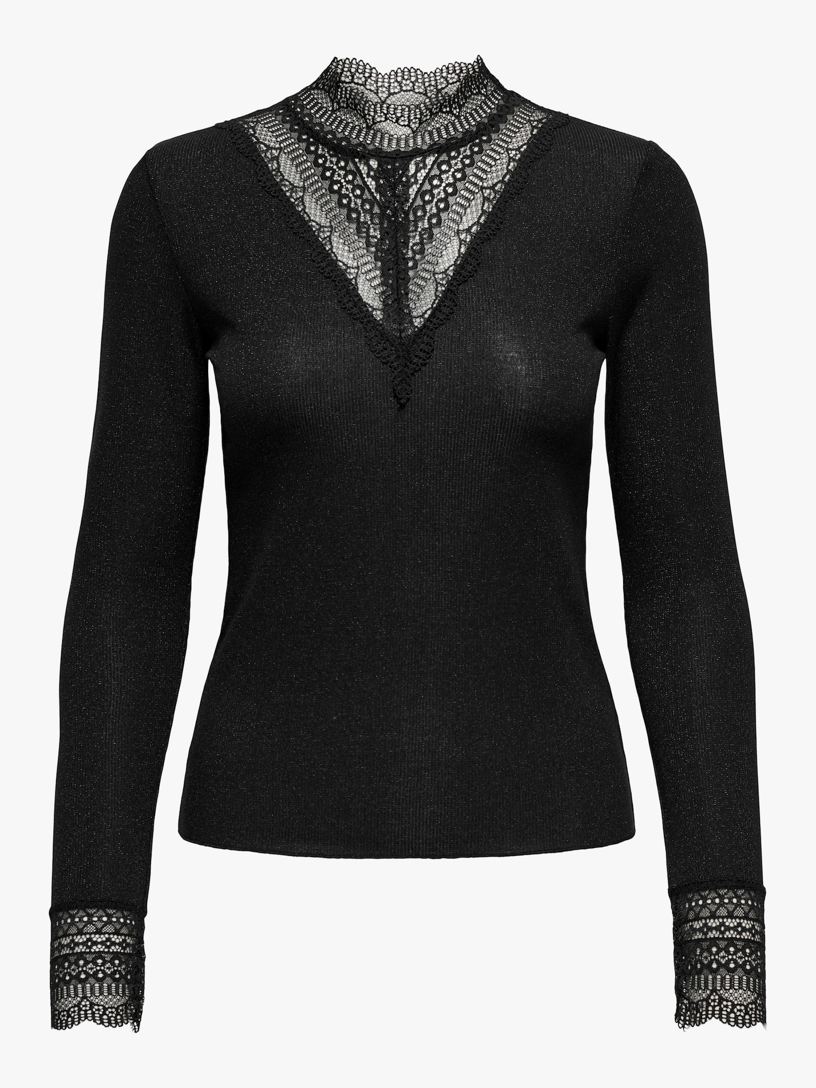ONLY CARMAKOMA Langarmshirt - black detail:tone in tone lurex