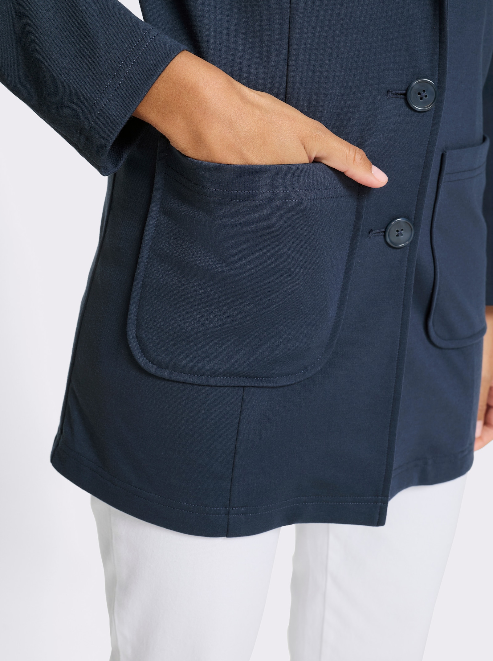 Blejzer, džersej, dlhý - tmavomodrá