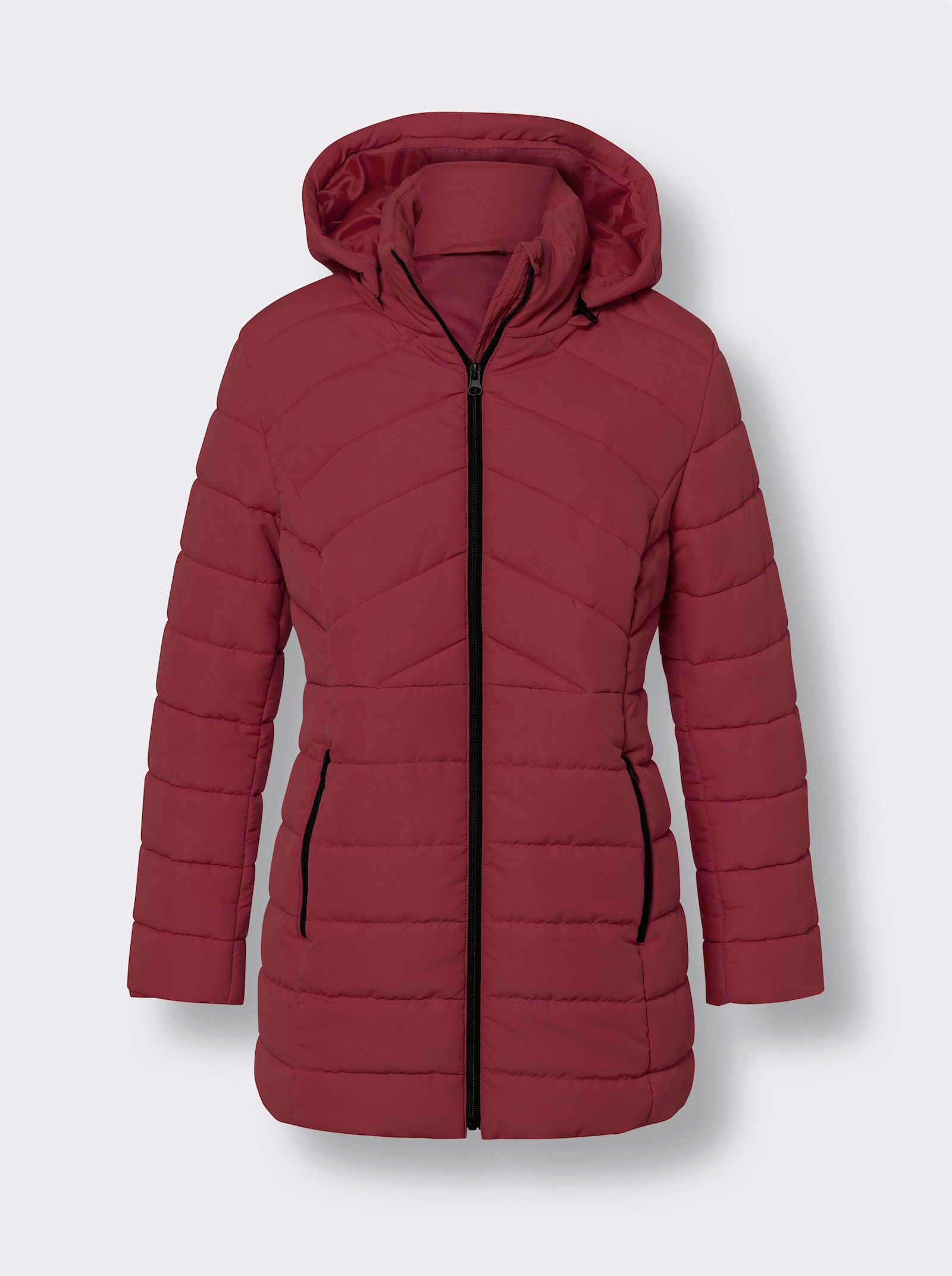 Steppjacke mit abnehmbarer Kapuze - dunkelrot