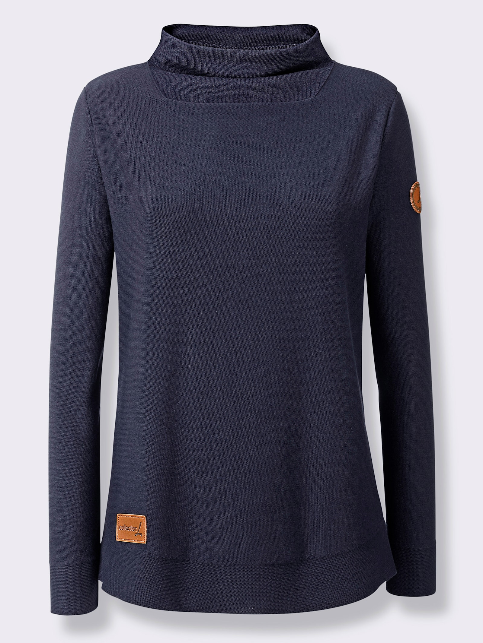Stehkragenpullover mit Linksstrick-Muster - marine