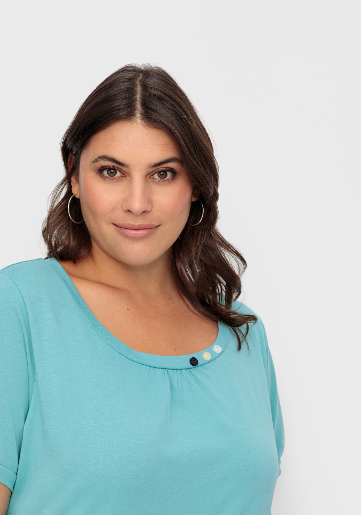 Longshirt mit gerafftem Ausschnitt - ozean