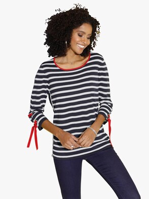 Pullover - marine-geringelt