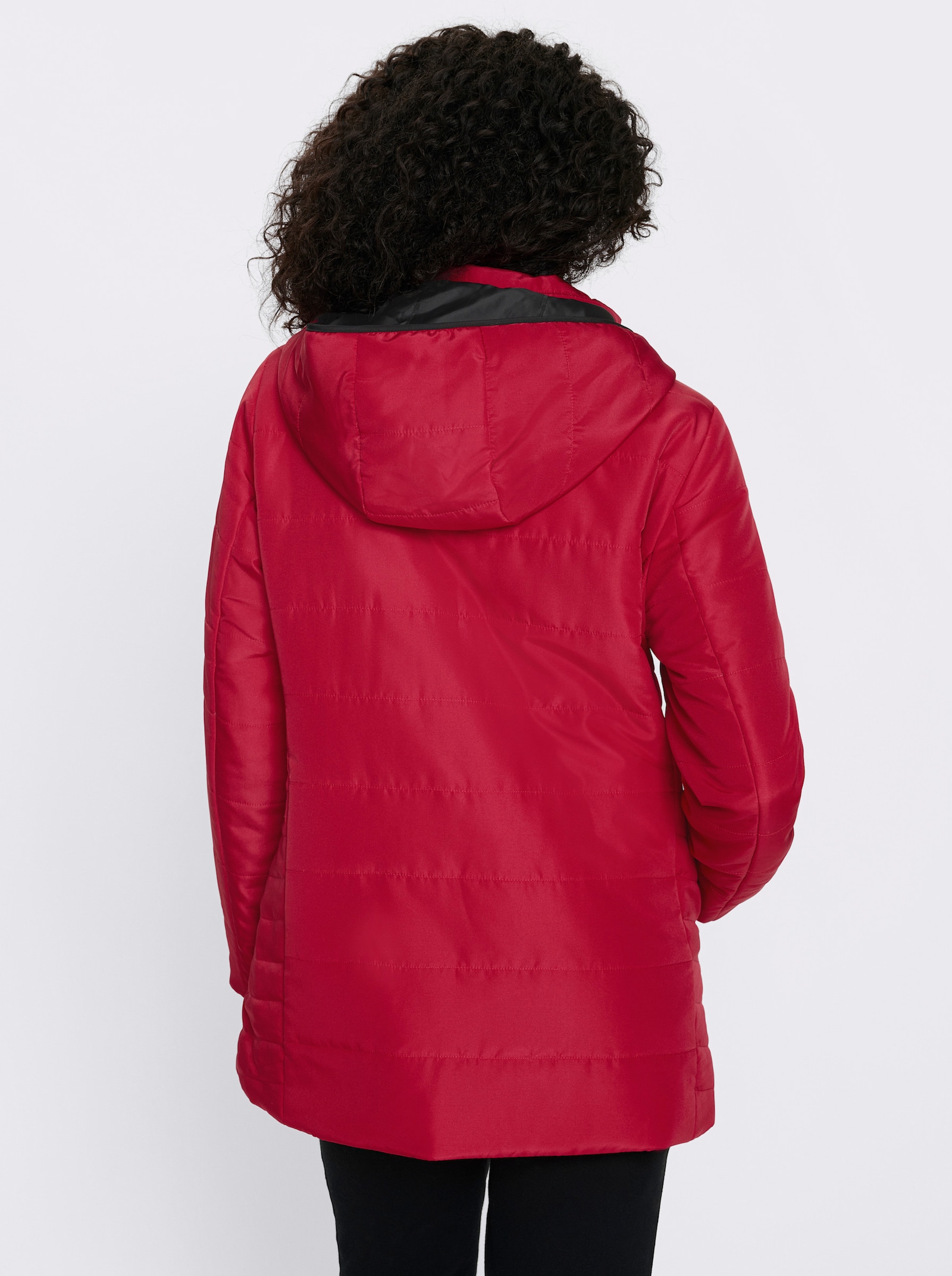 Gewatteerde jas met ruitstiksels - rood