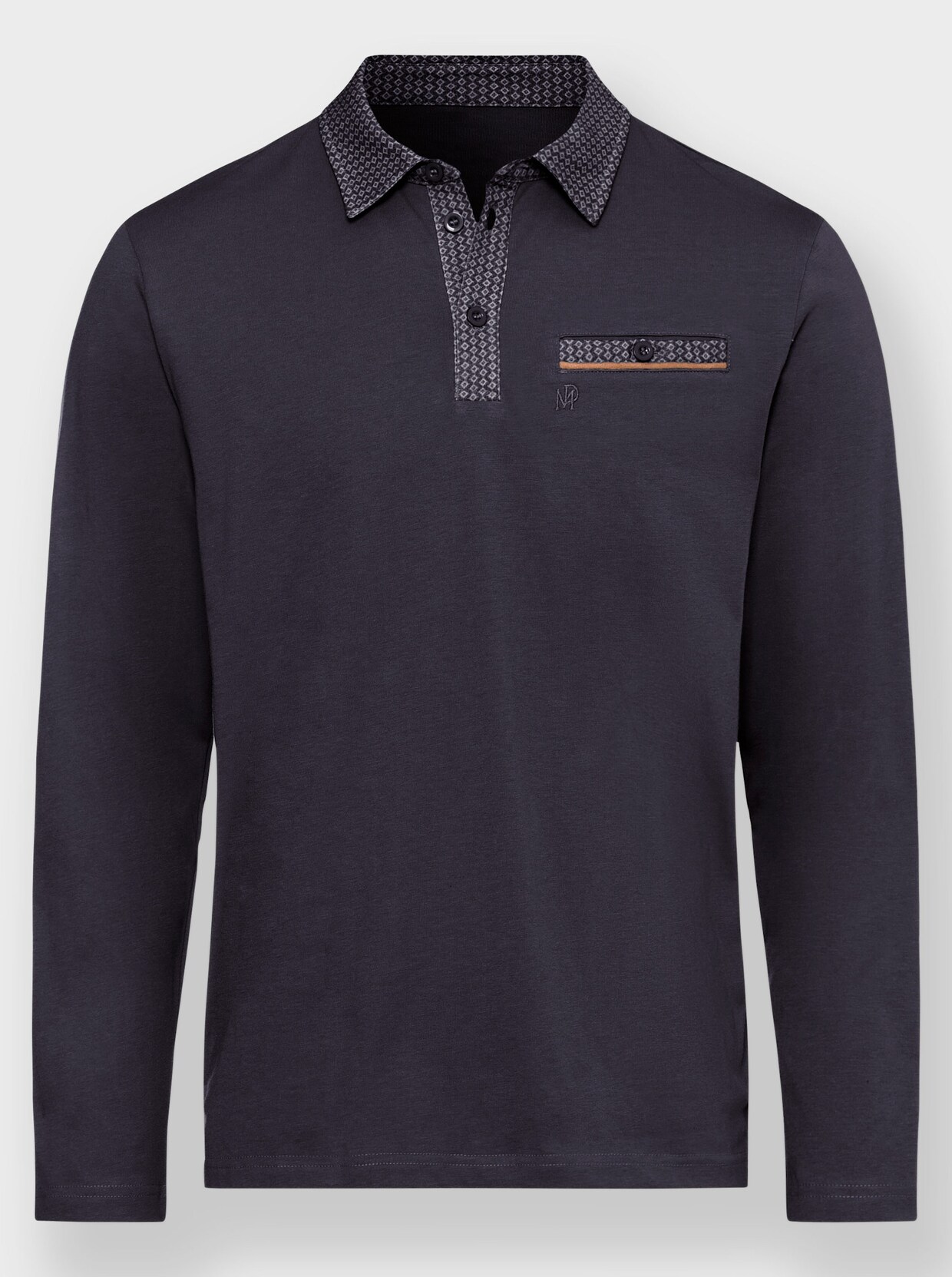 Marco Donati Poloshirt met lange mouwen - zwart