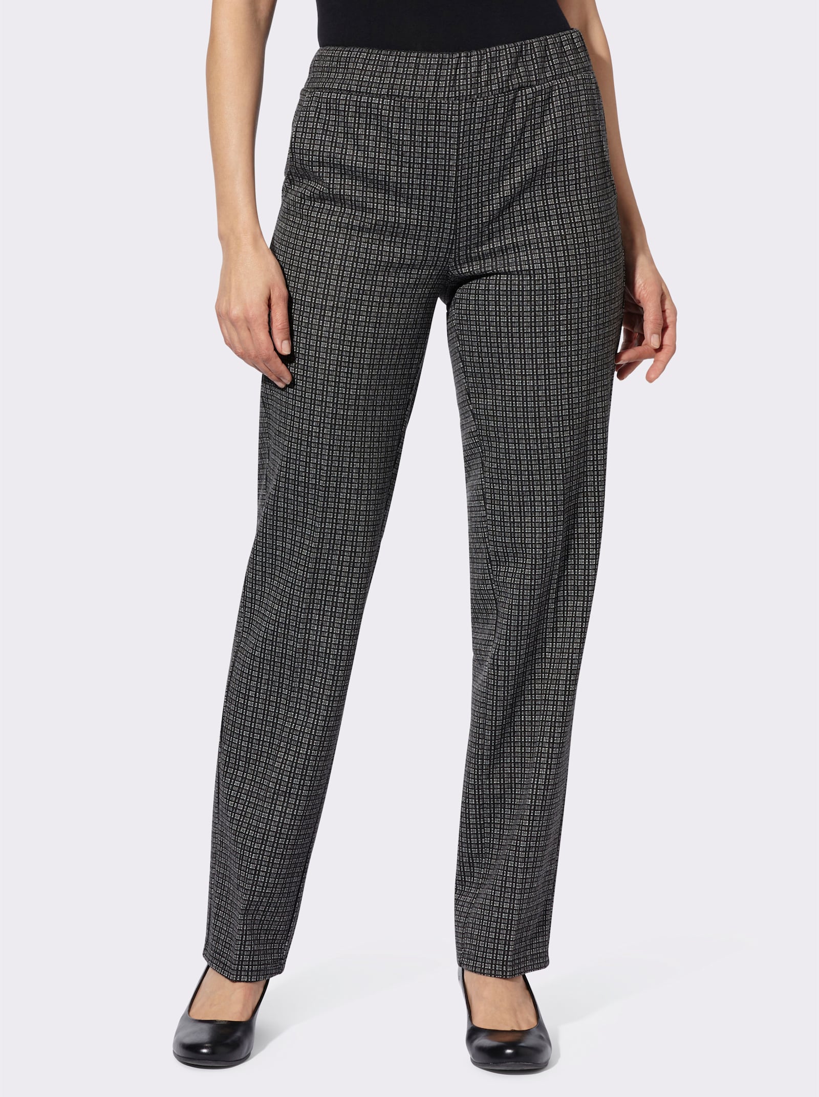 Jerseyhose in formstabiler Qualität - schwarz-weiß-kariert