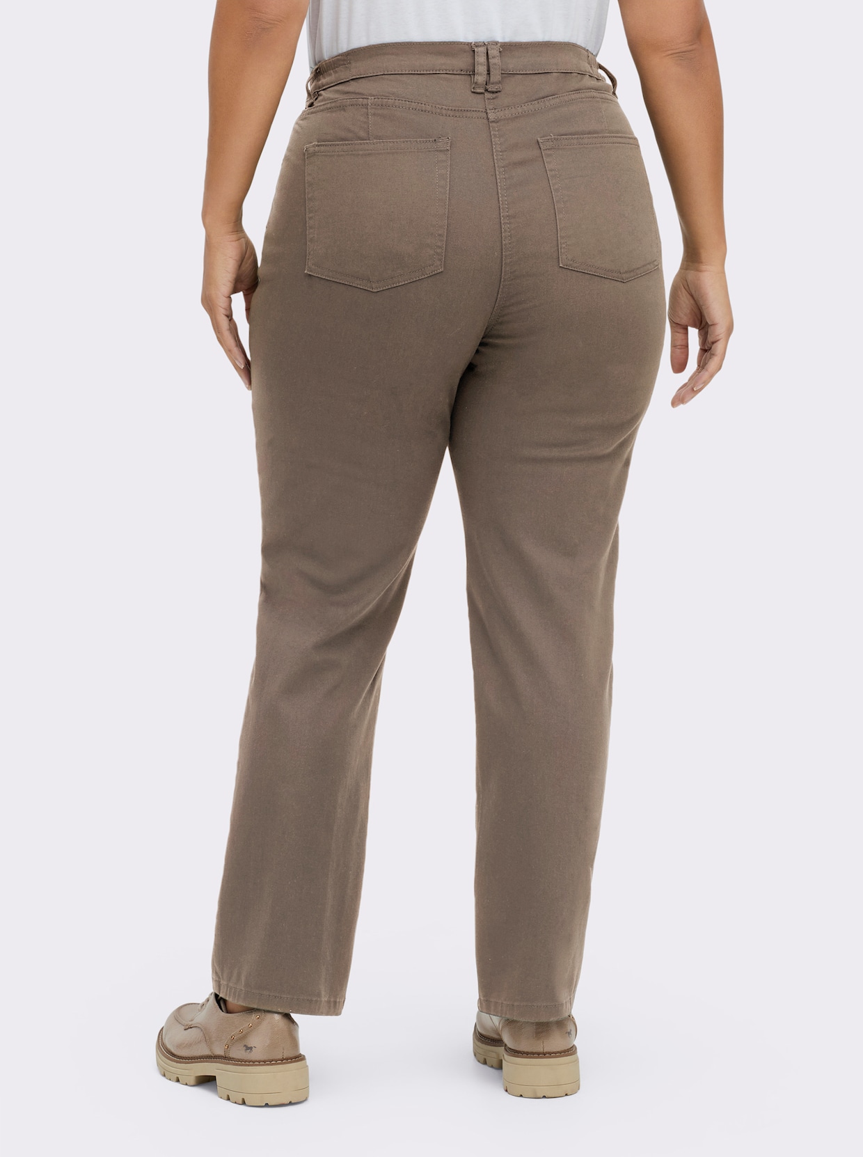 Stretch-Hose mit Nieten an den Taschen - taupe