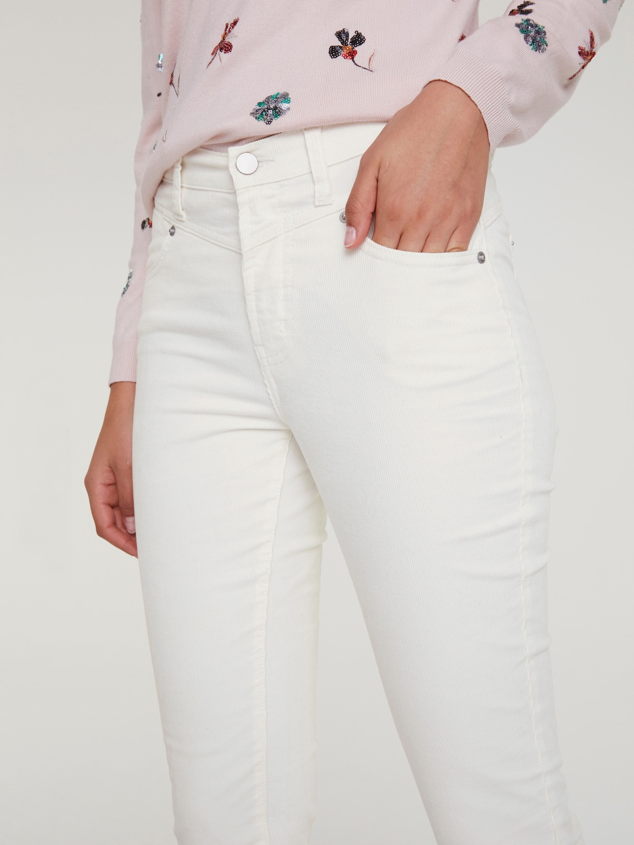 heine Pantalon en velours côtelé - offwhite