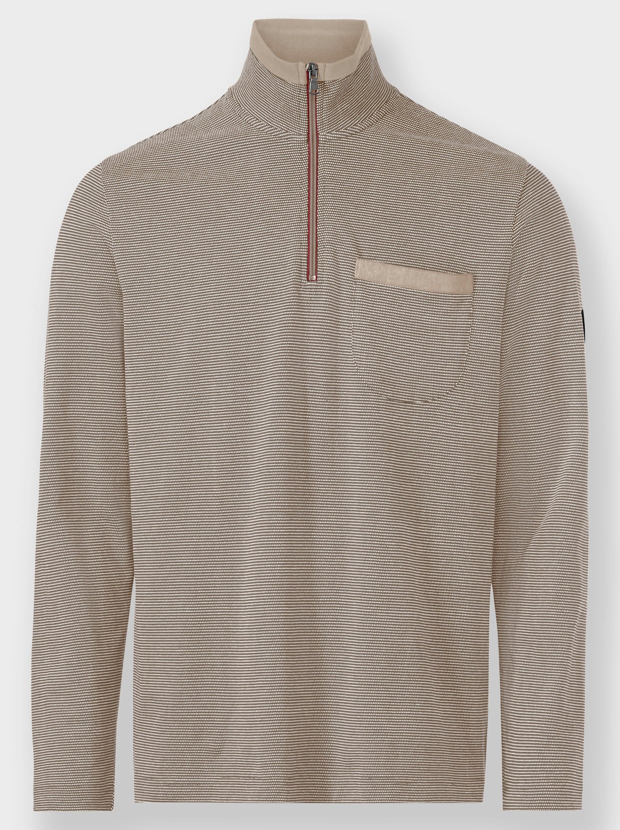 Marco Donati Langarmshirt - sesam-meliert